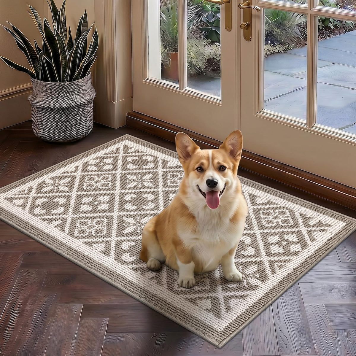 Ileading Fall Indoor Door Mat Washable Orange Muddy Rugs for Dogs 2x3ft