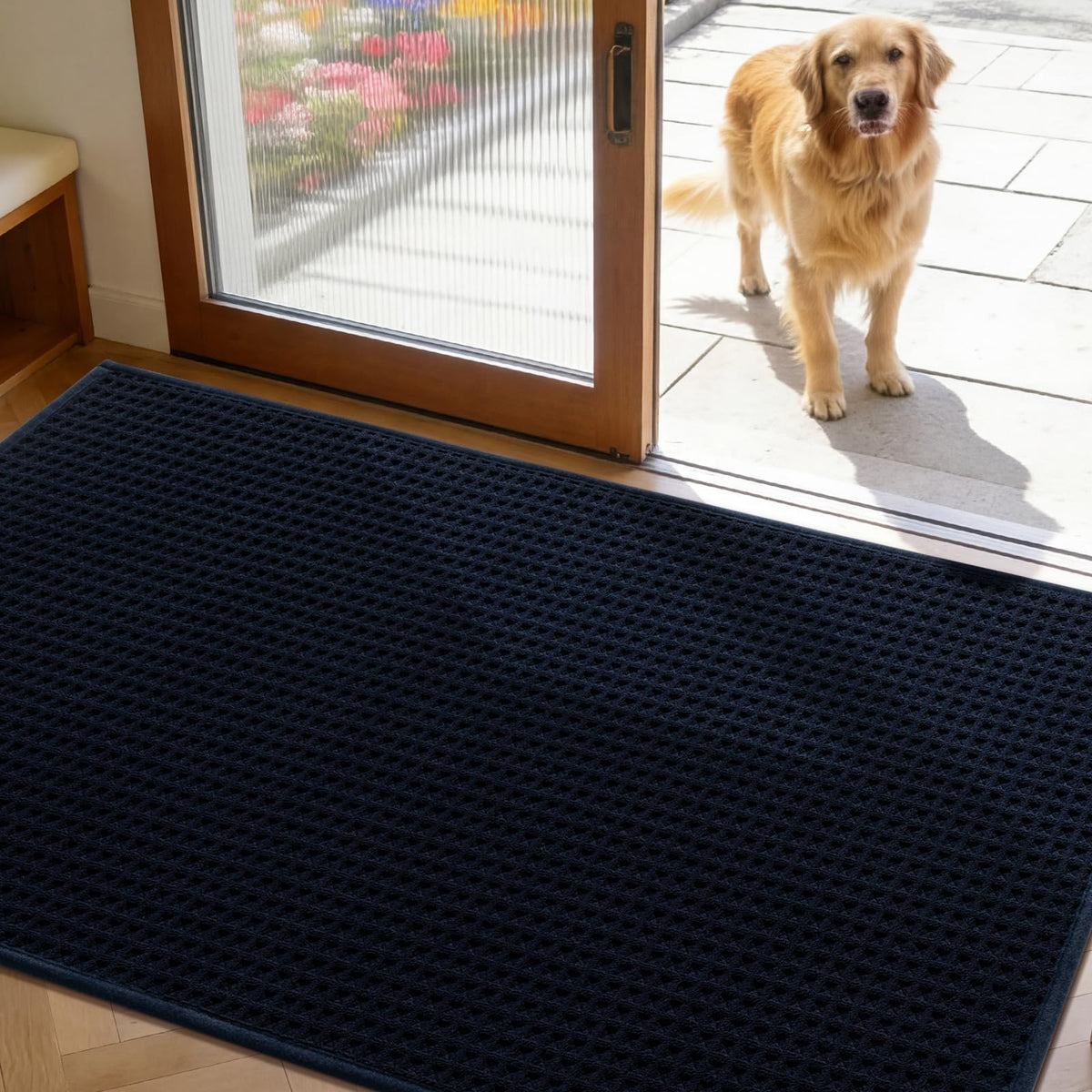 YIHOUSE Indoor Door Mat 24" x 36", Non-Slip Washable Entryway Mat, Dirt Trapper Absorbent Entrance Mat, Low Profile Floor Mat for Front/Back Door, Entryway, Khaki