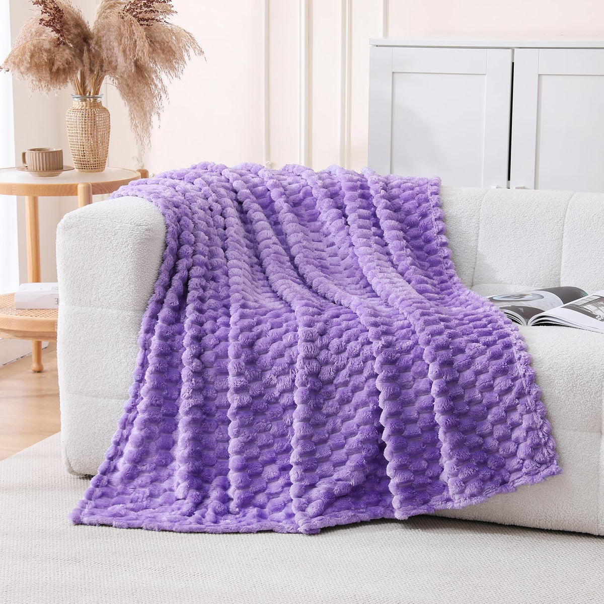 Fleece Throw Blanket, Light Brown, 50"×60" for Couch Sofa Bed