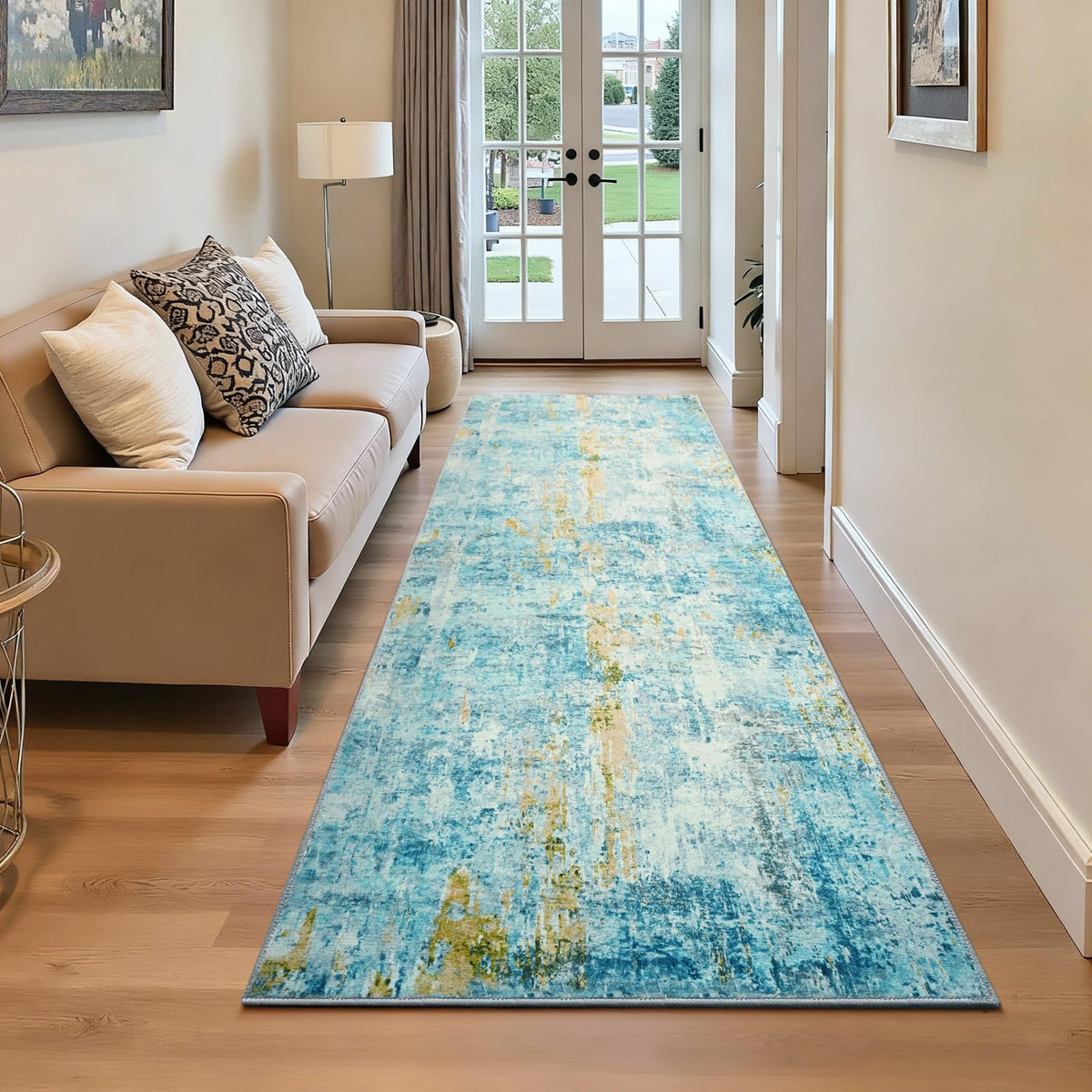 Entrance Rugs Indoor 2x3 Grey Entry Rug Washable Abstract Small Area Rug Non-Slip Low Pile Throw Rugs for Entryway, Kitchen Floor, Front Door Indoor Door Mat, Bathroom, Bedroom Bedside