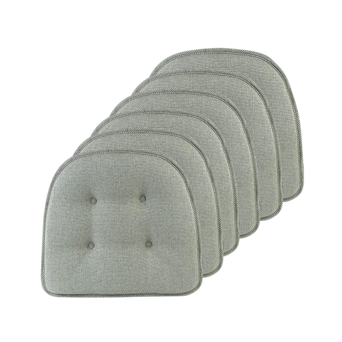 Klear Vu Omega Non-Slip Chair Cushions, Assembled in USA, U-Shaped Skid-Proof Seat Pads for Dining Room, Kitchen, Office, 15"x16" 4 Pack Slub Natural 4 Count