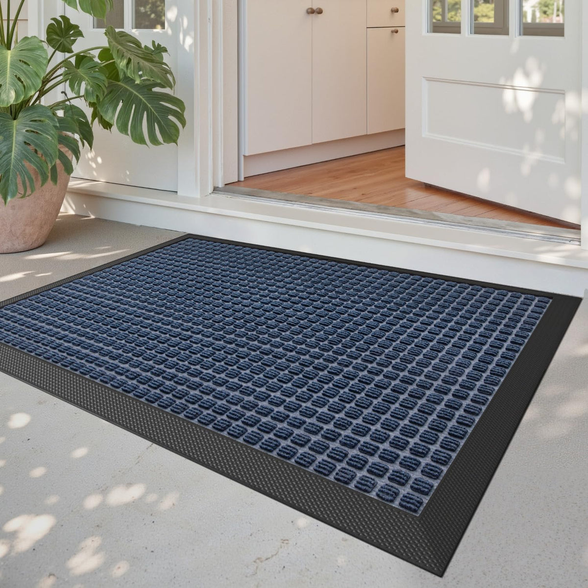 DEXI Front Door Mat Outside Entrance 48x72 Rubber Entry Doormat Brown