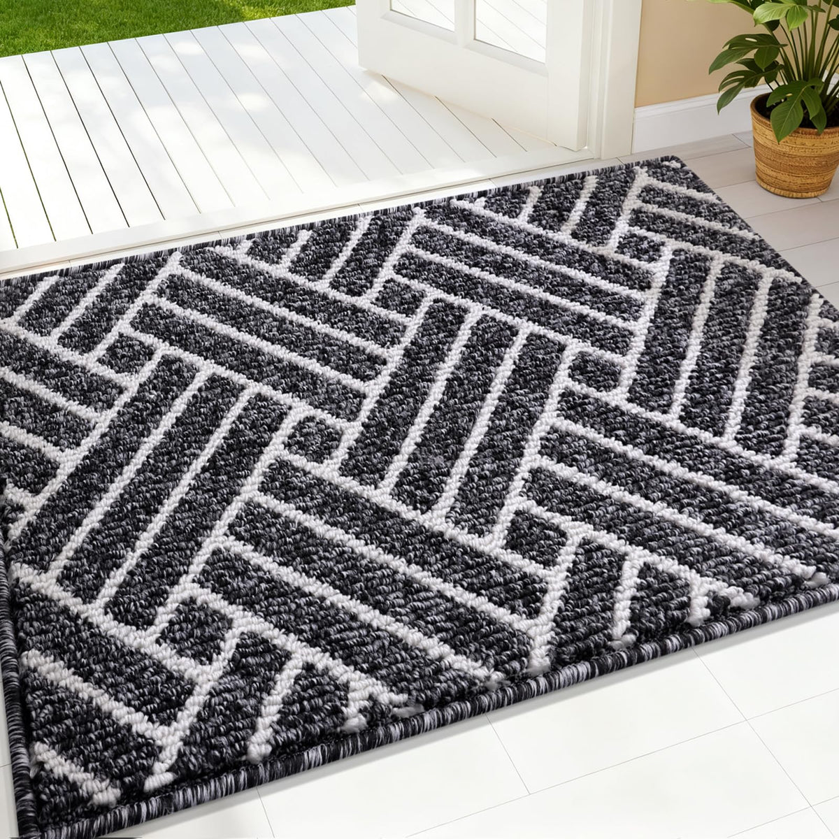 OLANLY Indoor Door Mat 32x20, Low-Profile Dirt Resistant Doormat, Grey