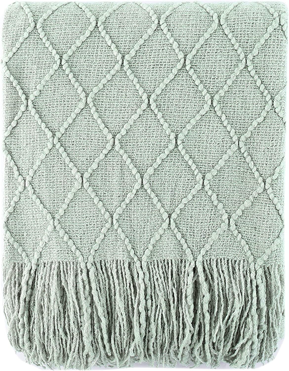 BATTILO HOME Khaki Throw Blanket for Couch, Boho Bed Tan Throws, Spring Decorative Taupe Throw for Sofa Foot of Bed, 50"x60"