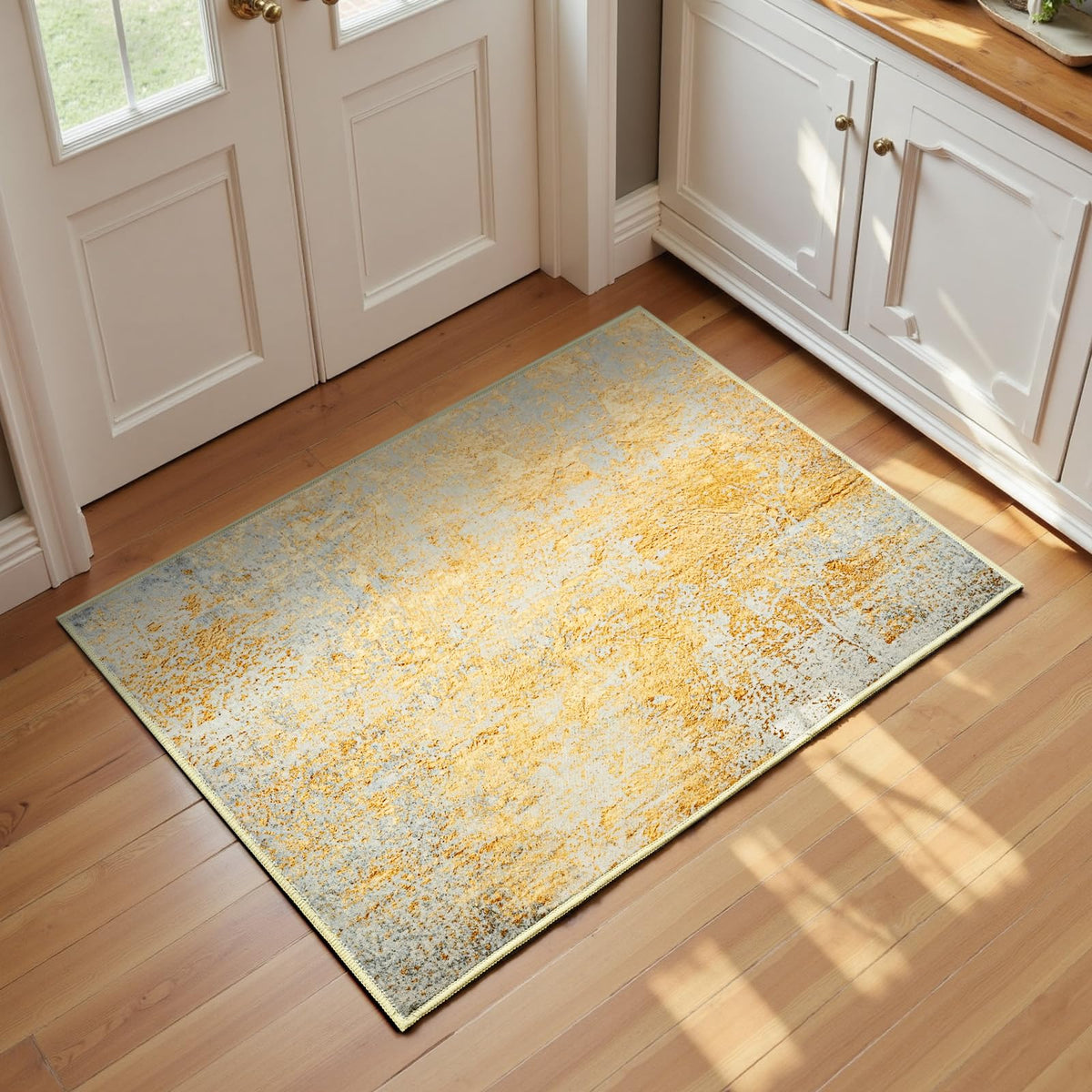 Entrance Rugs Indoor 2x3 Grey Entry Rug Washable Abstract Small Area Rug Non-Slip Low Pile Throw Rugs for Entryway, Kitchen Floor, Front Door Indoor Door Mat, Bathroom, Bedroom Bedside