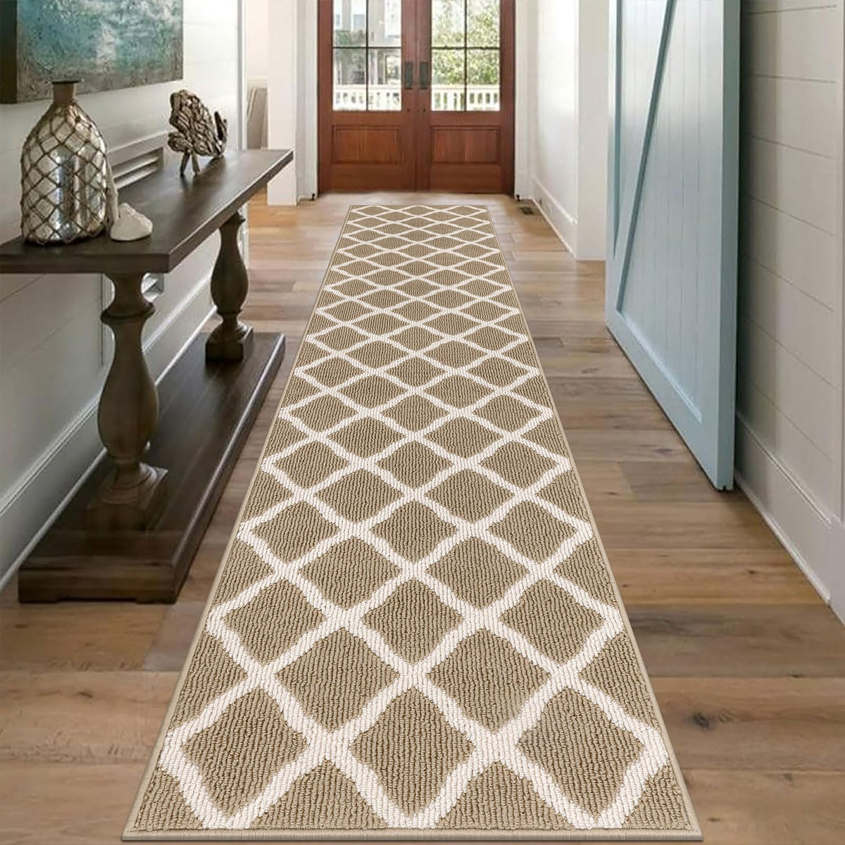 SHACOS Door Mats 20"x32" Indoor Washable Kitchen Entryway Rug Non Slip Absorbent Floor Mat for Home Entrance Garage, Light Gray