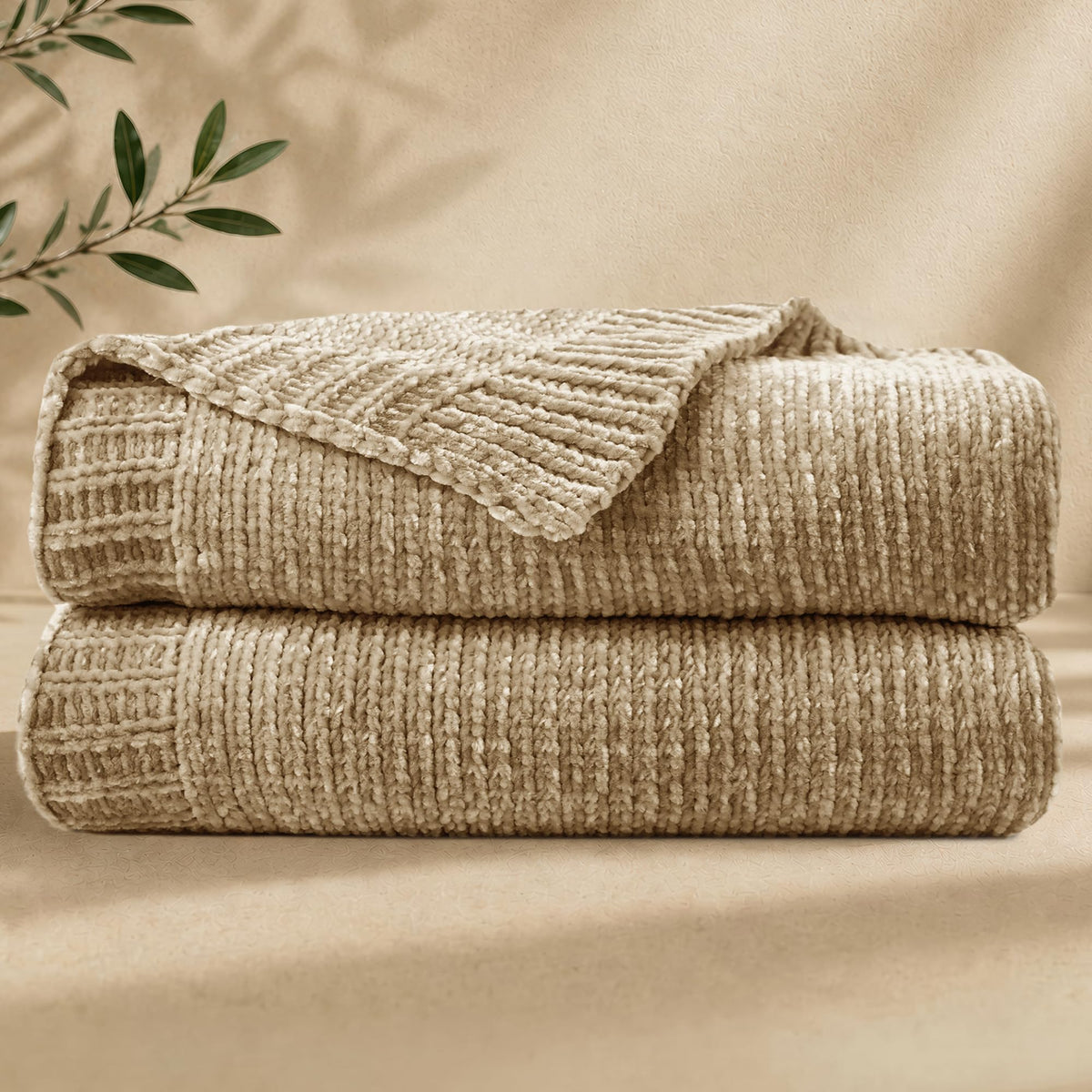 Chenille Throw Blanket for Couch, Cozy Soft Blanket Lightweight Decorative Throw for Living Room Sofa Chair, Stylish Home Decor, Ideal for Gifting, Yellow 50"x60"