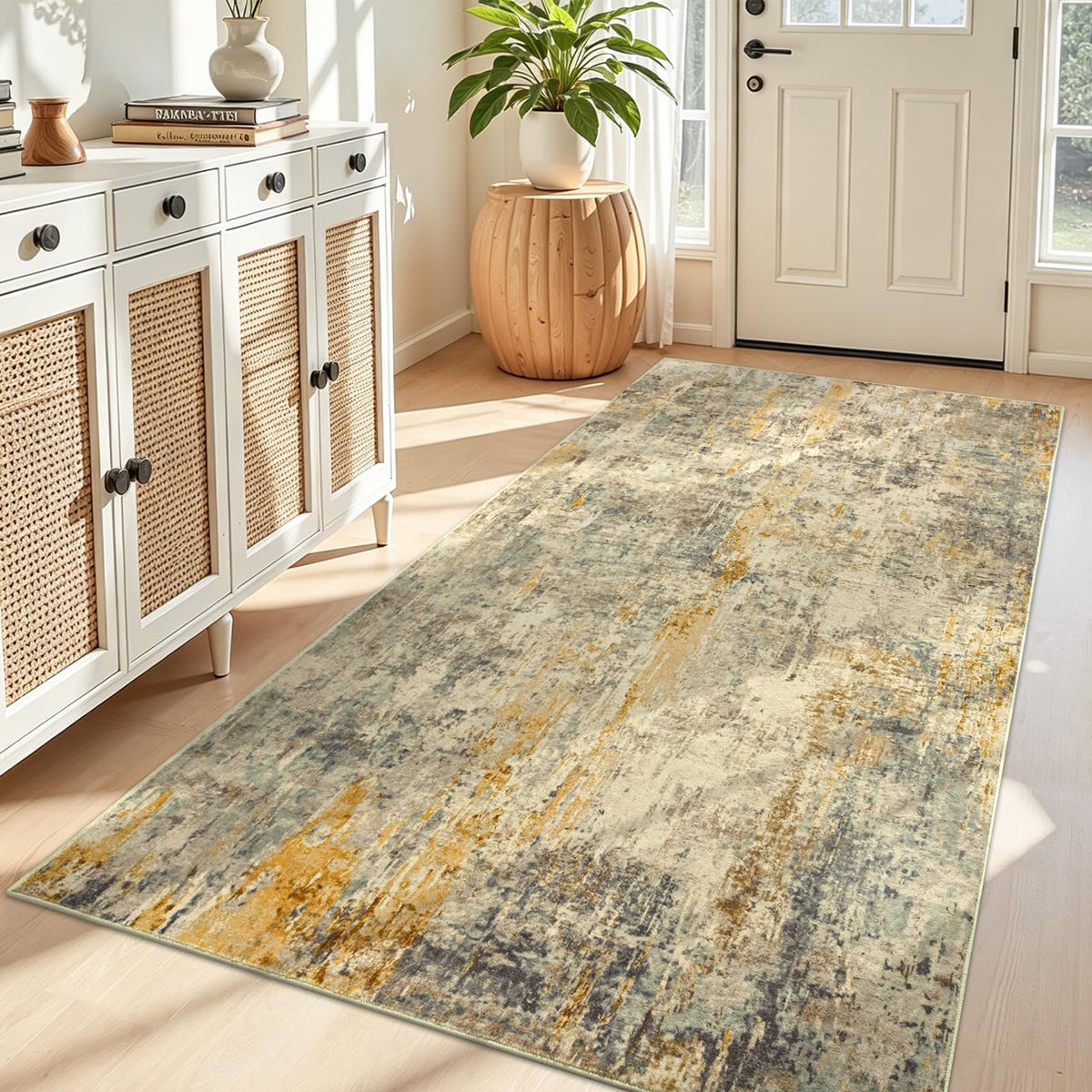 Entrance Rugs Indoor 2x3 Grey Entry Rug Washable Abstract Small Area Rug Non-Slip Low Pile Throw Rugs for Entryway, Kitchen Floor, Front Door Indoor Door Mat, Bathroom, Bedroom Bedside