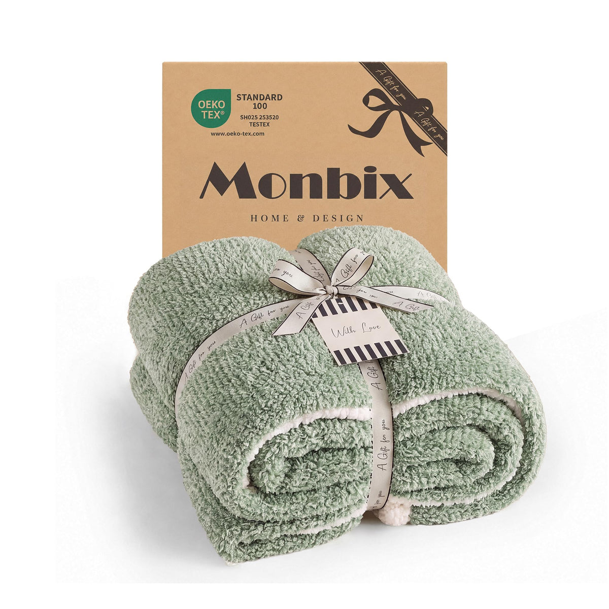 Monbix Throw Blanket for Couch-Room Decor Fuzzy Fleece Flannel Bed Blankets
