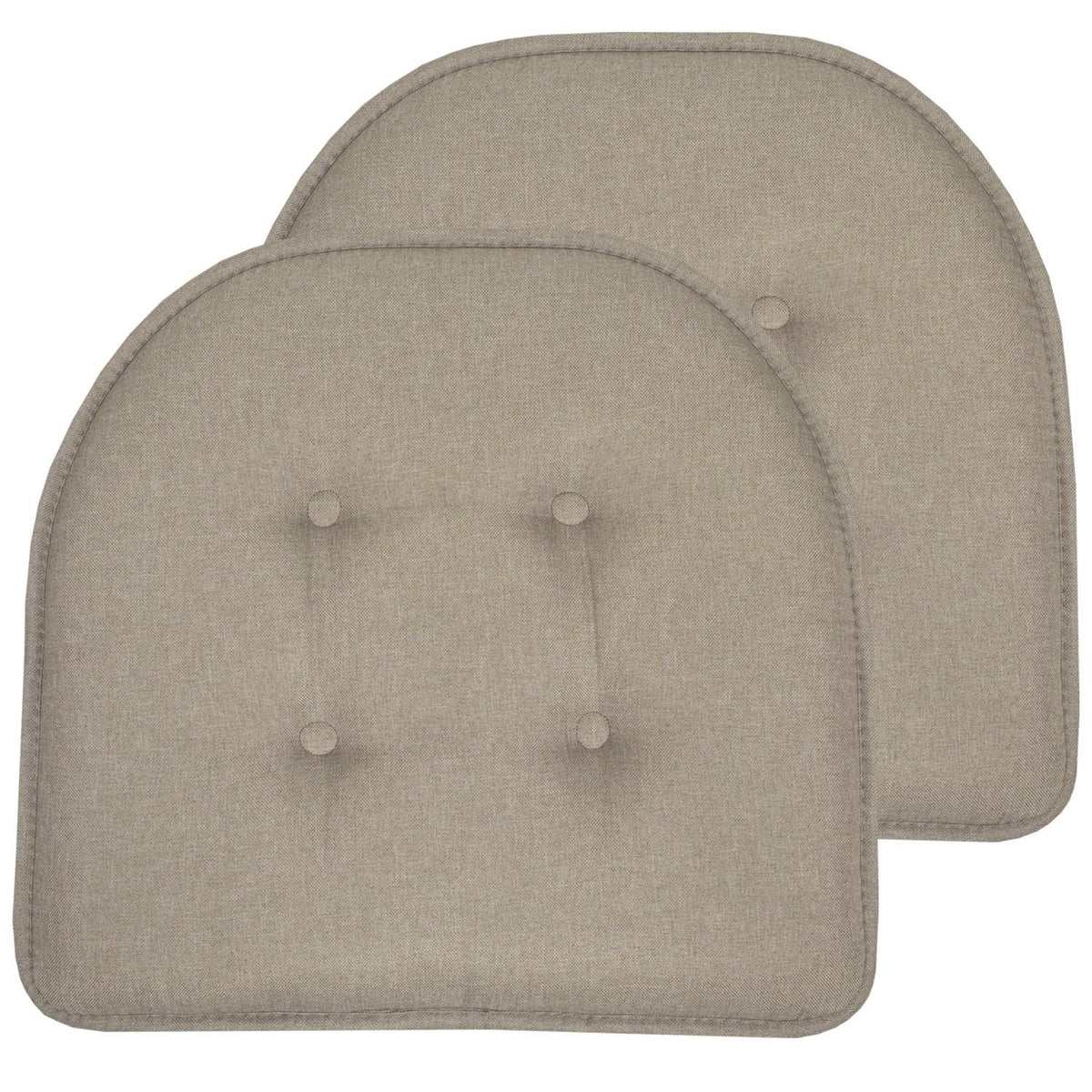 Sweet Home Collection Chair Cushion Memory Foam Pads Tufted Slip Non Skid Rubber Back U-Shaped 17" x 16" Seat Cover, 4 Count (Pack of 1), Army Green