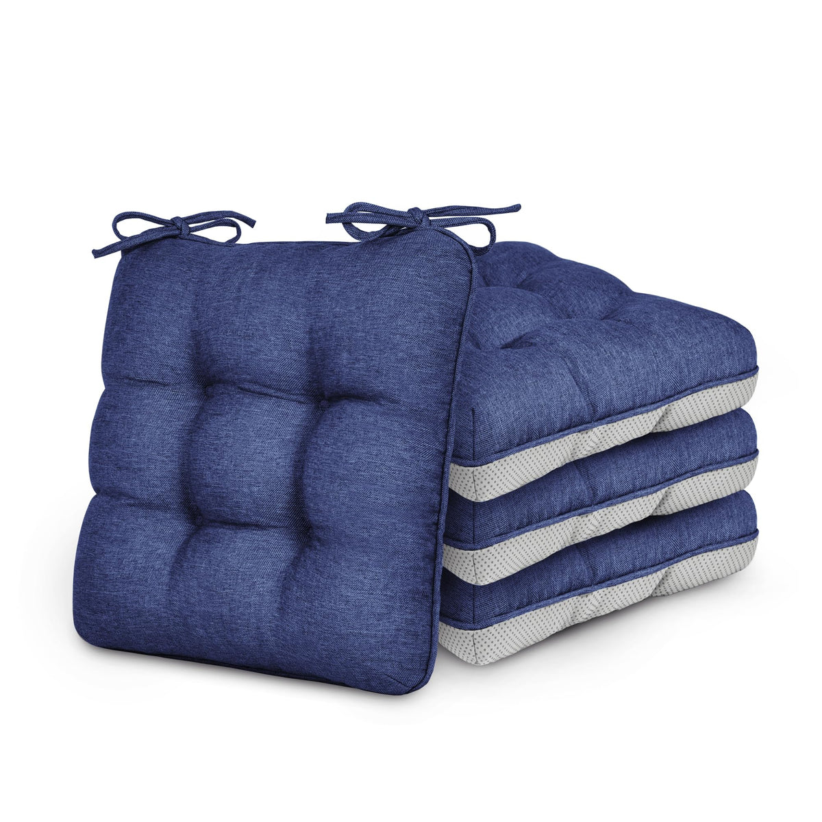 Love's cabin Memory Foam Chair Cushions Set of 4, 15.5 Inch, Blue