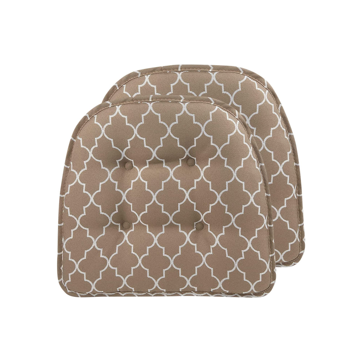 Klear Vu Omega Non-Slip Chair Cushions, Assembled in USA, U-Shaped Skid-Proof Seat Pads for Dining Room, Kitchen, Office, 15"x16" 4 Pack Slub Natural 4 Count