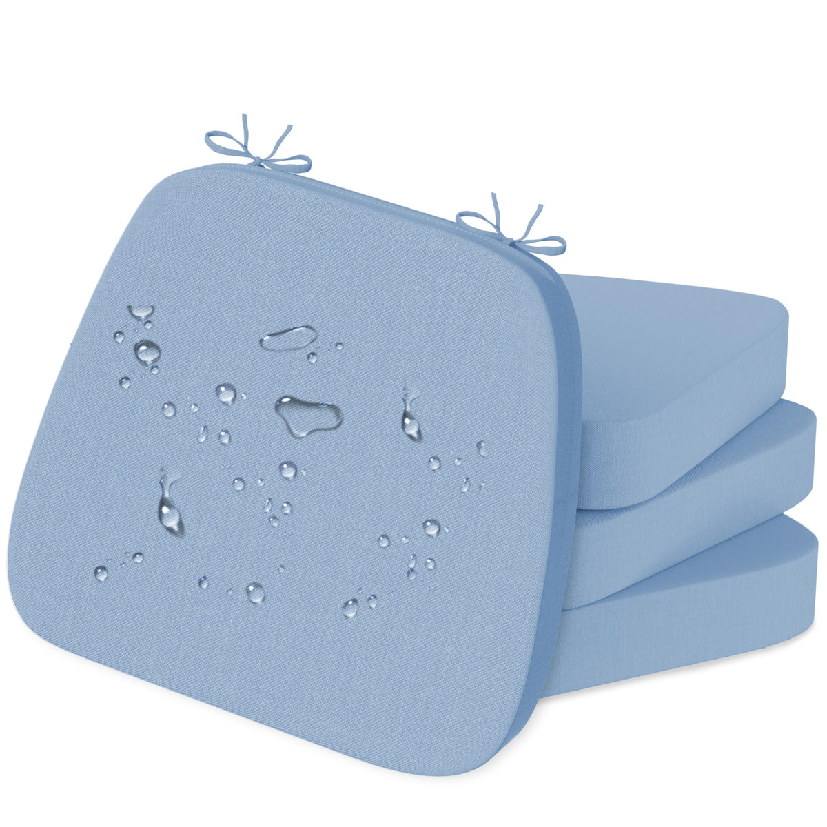 17'' x 16'' x 2.5"Thick Chair Cushions for Dining Chairs, 4 Pack WaterProof Easy Clean Kitchen Chair Pads with Ties and Non-Slip Backing - 30D High Elastic Foam Soft Kitchen Chair Cushions