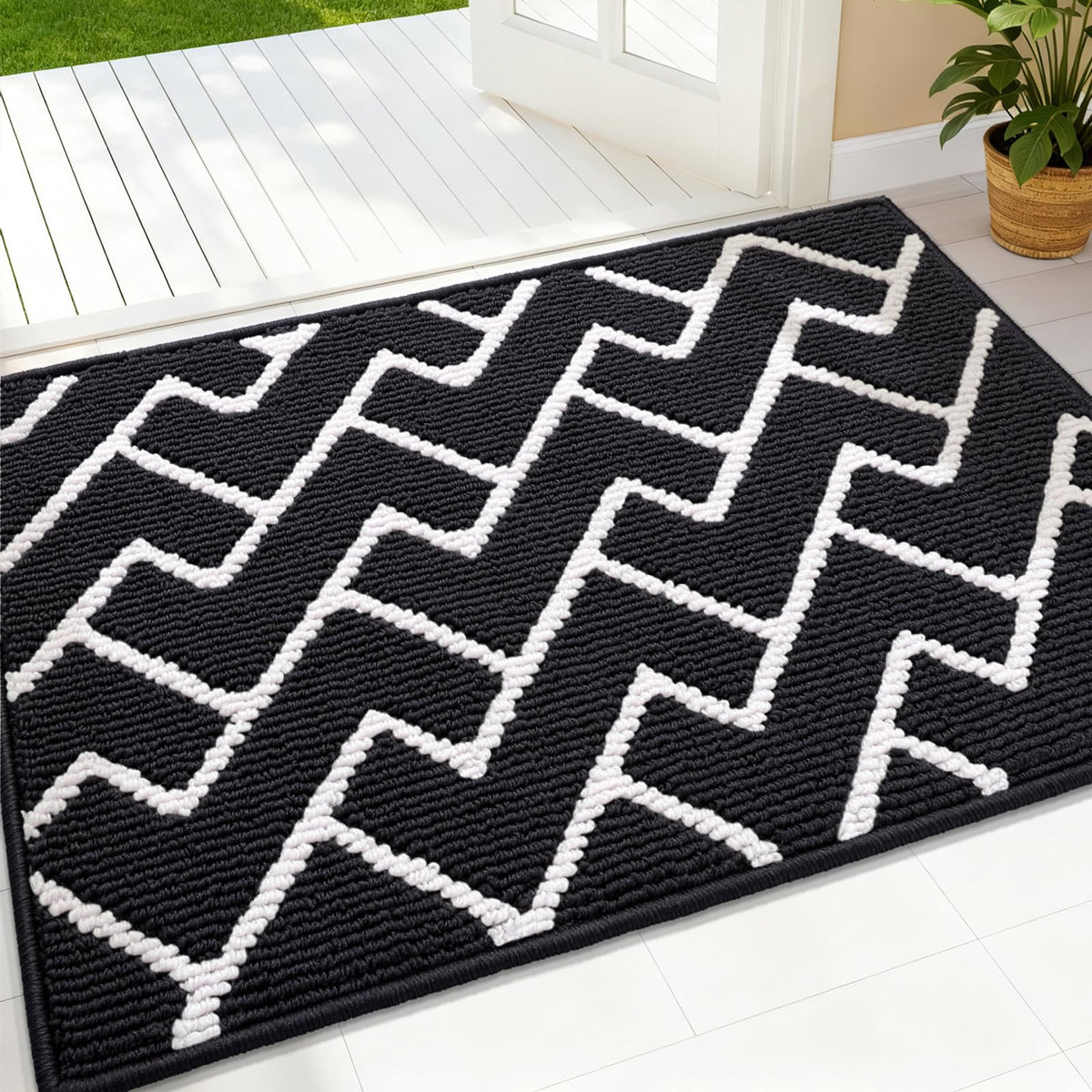 OLANLY Indoor Door Mat 32x20, Low-Profile Dirt Resistant Doormat, Grey