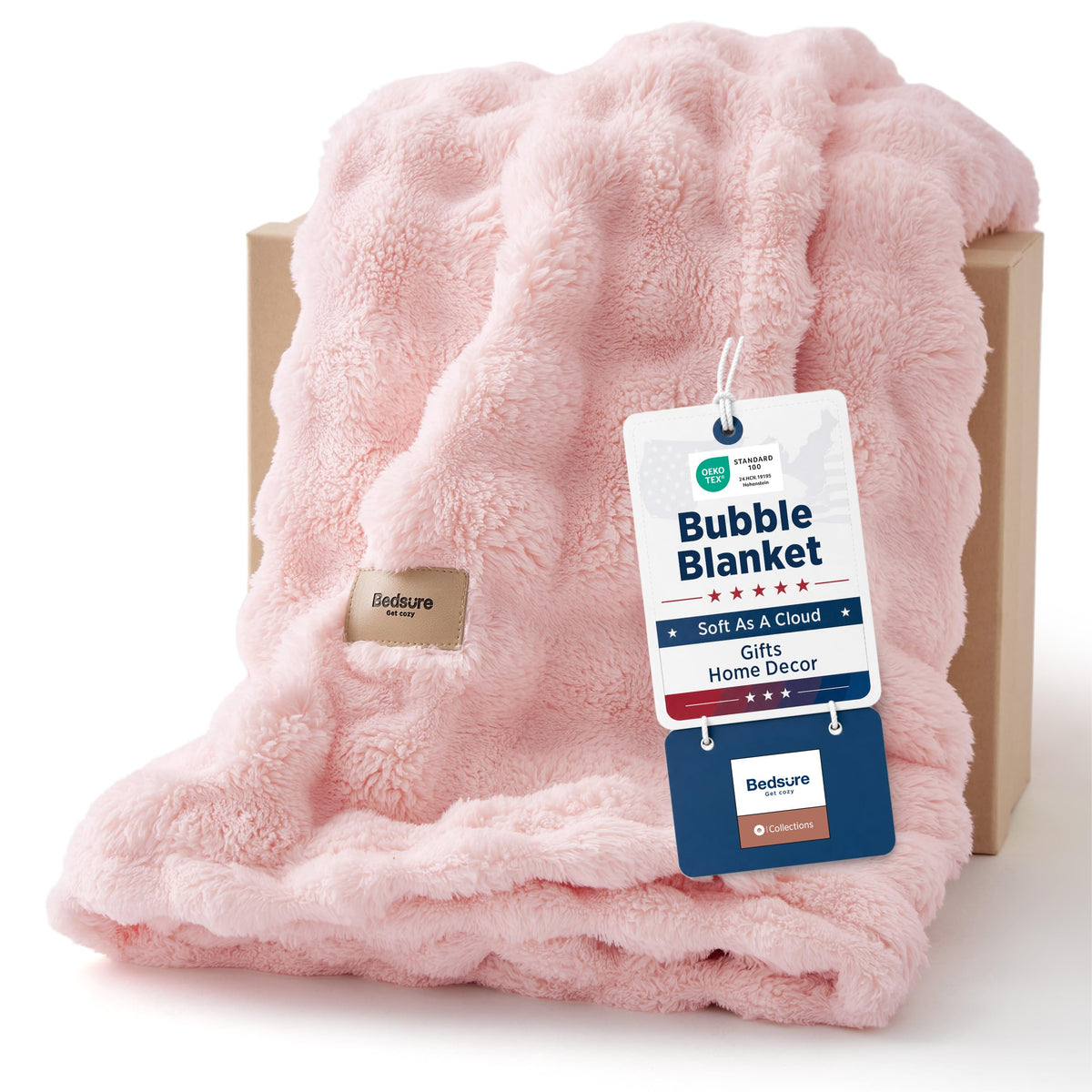 Bedsure Cloud Bubble Blanket, Soft Cozy Throw, Beige, 50"×60"