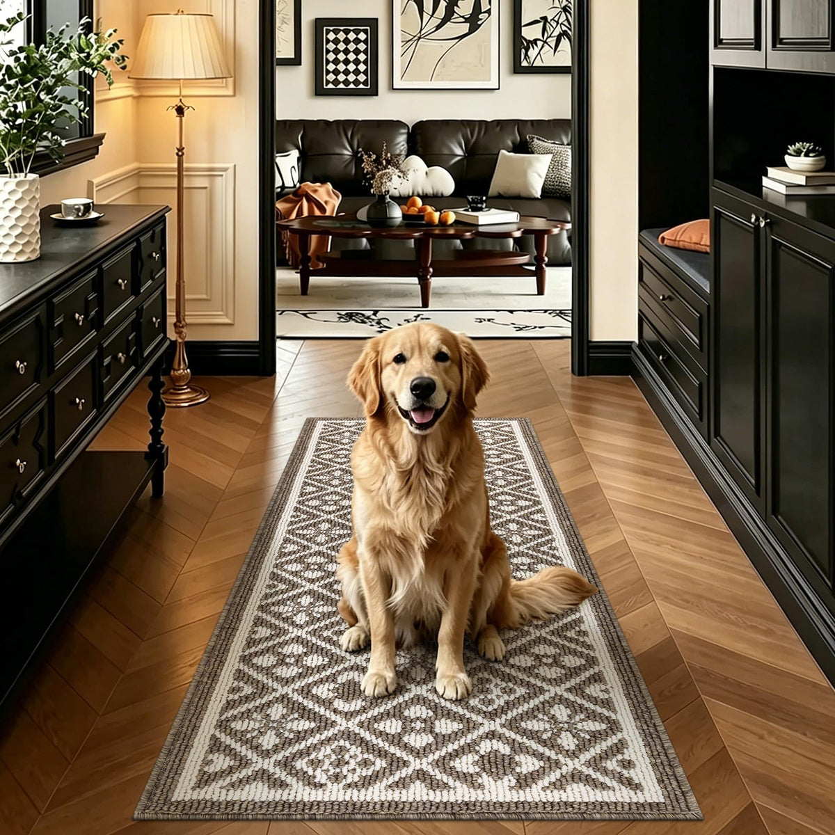 Ileading Fall Indoor Door Mat Washable Orange Muddy Rugs for Dogs 2x3ft