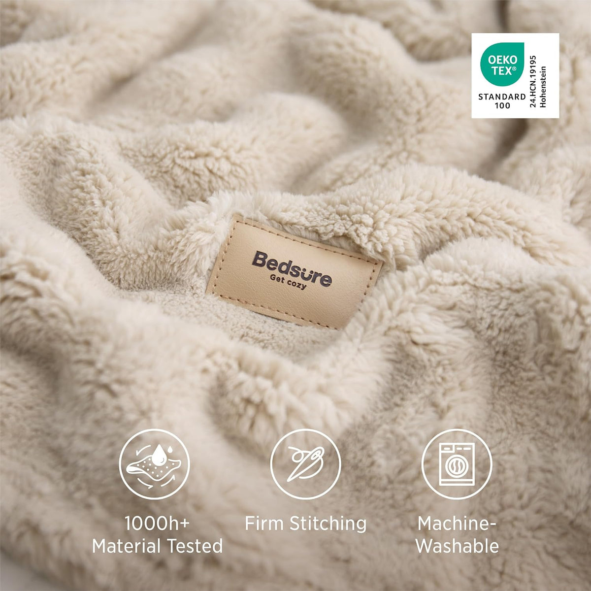 Bedsure Cloud Bubble Blanket, Soft Cozy Throw, Beige, 50"×60"