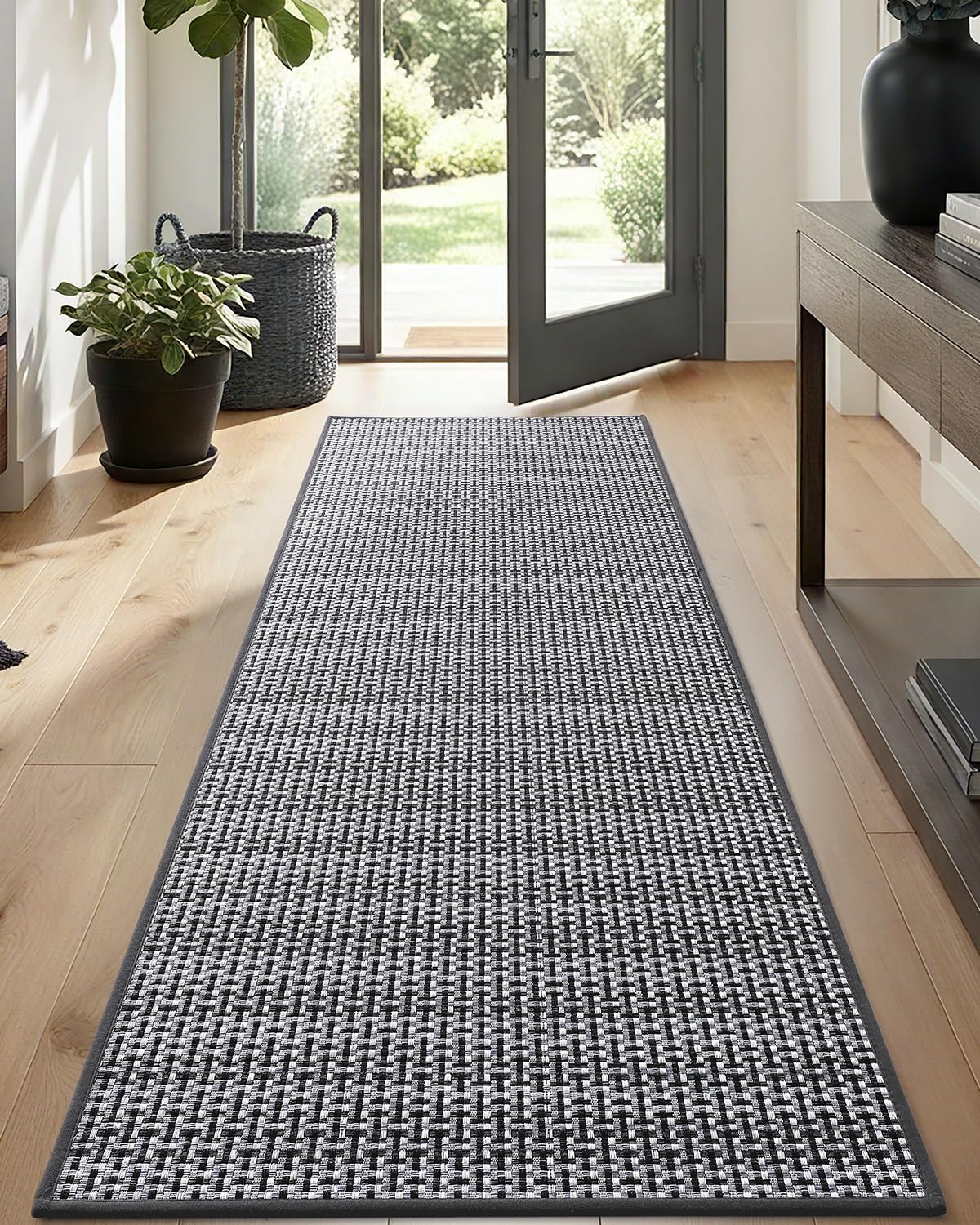 DEXI Thin Door Mat Indoor Entrance 24x36, Non Slip Entryway Mat, Dark Beige