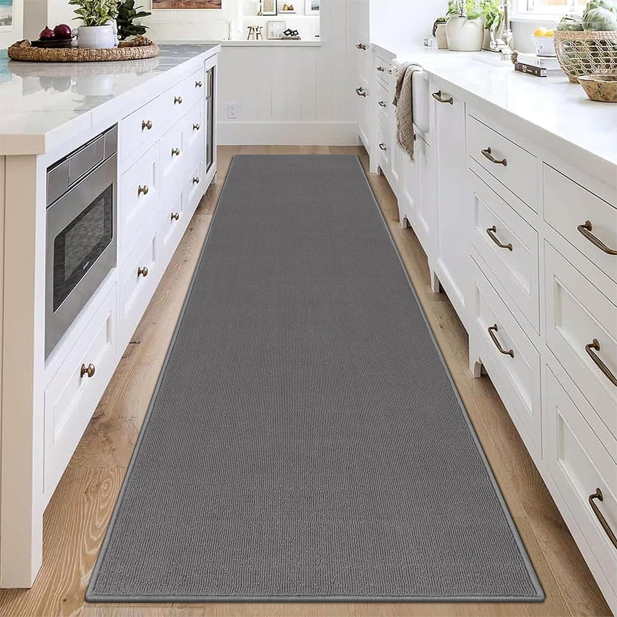 SHACOS Door Mats 20"x32" Indoor Washable Kitchen Entryway Rug Non Slip Absorbent Floor Mat for Home Entrance Garage, Light Gray