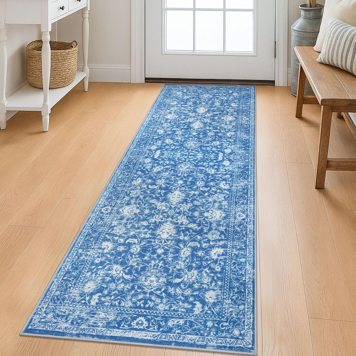 KILOCOCO 2x3 Washable Rug Small Entryway Rugs Indoor Door Mat, Blue/Navy