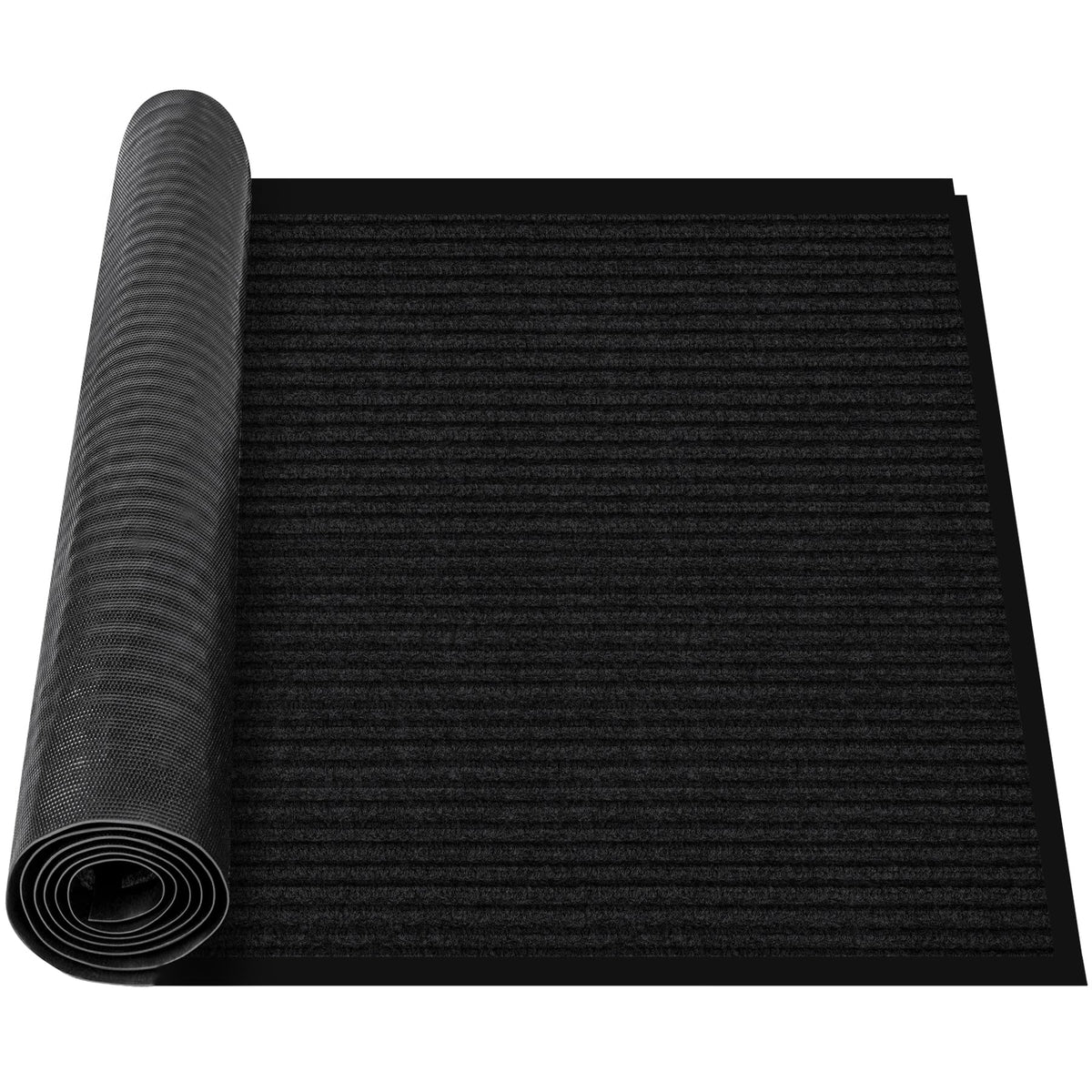 MYFAMIREA Commercial Floor Mat 3' x 5' Extra Large Front Door Industrial Rug Heavy Duty Brush Step Entrance Mat Weather Utility Rug with Non Slip Rubber Backing Low Profile for Entryway, Charcoal Grey