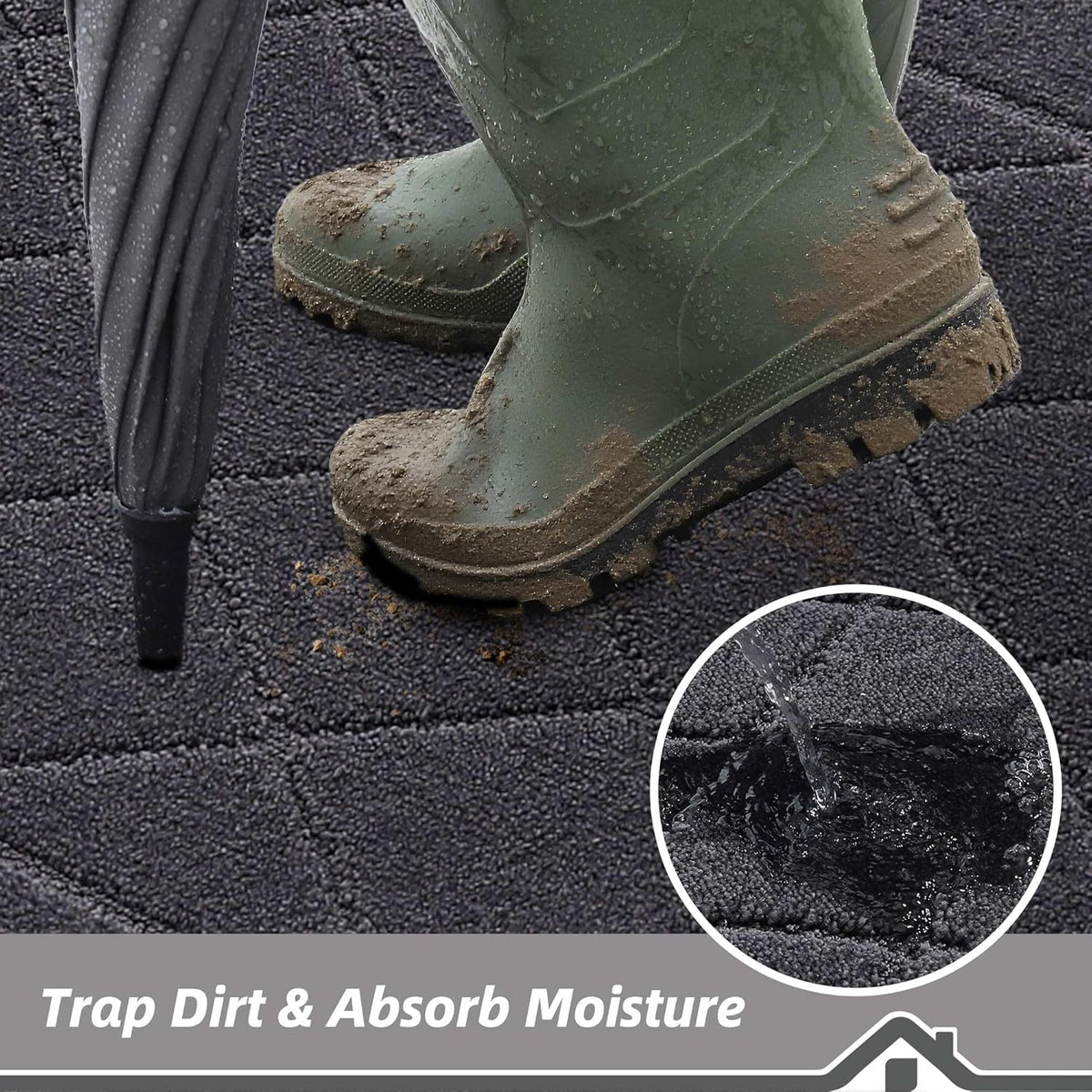 BEQHAUSE Dirt Trapper Door Mat 32" x 48", Doormat Non-Slip, Dark Grey