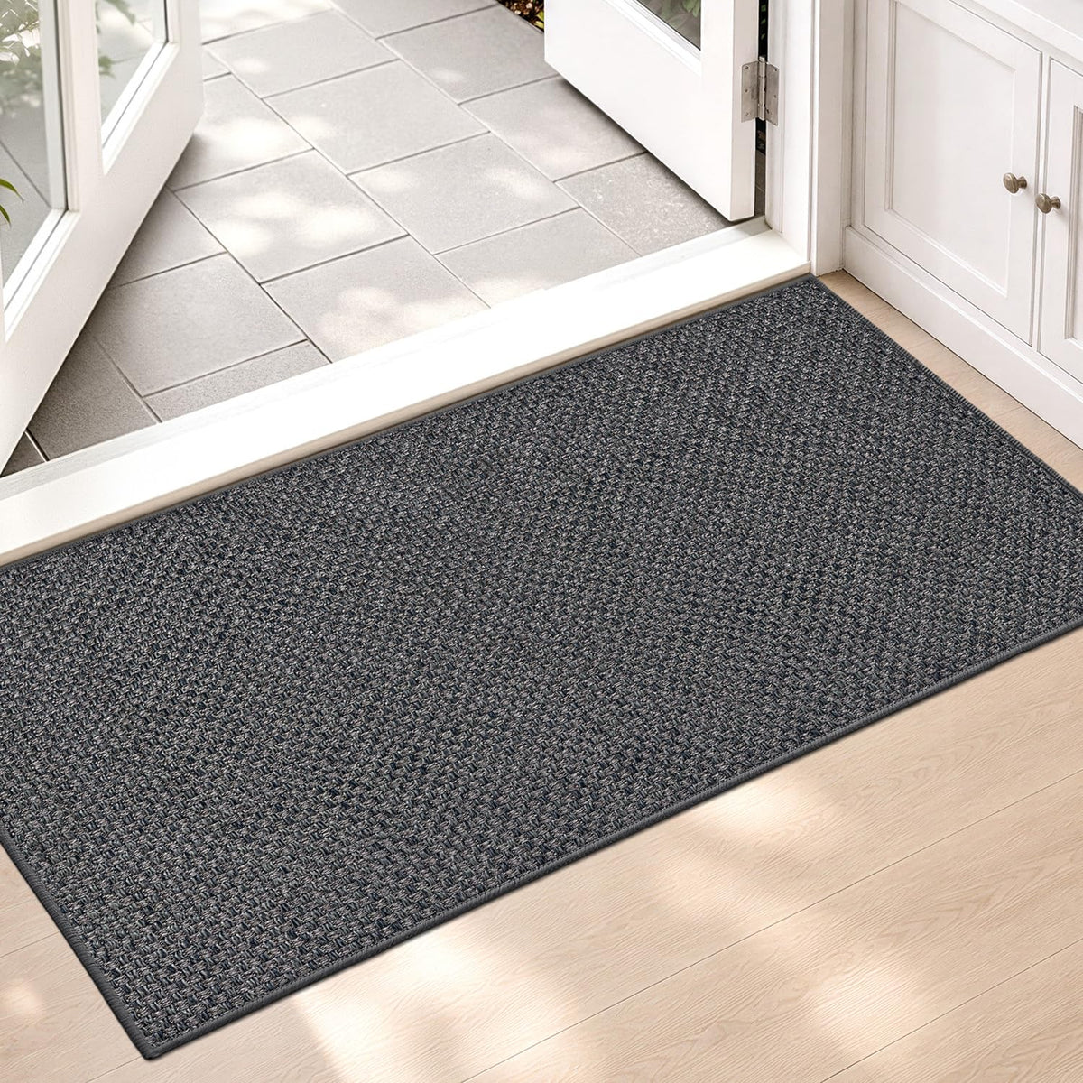 Color&Geometry Ultra-Thin Indoor Door Mat Entrance, 17"x30" Heather Khaki