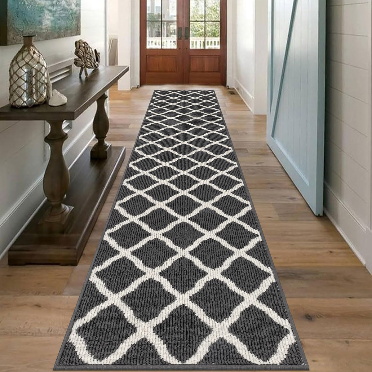SHACOS Door Mats 20"x32" Indoor Washable Kitchen Entryway Rug Non Slip Absorbent Floor Mat for Home Entrance Garage, Light Gray