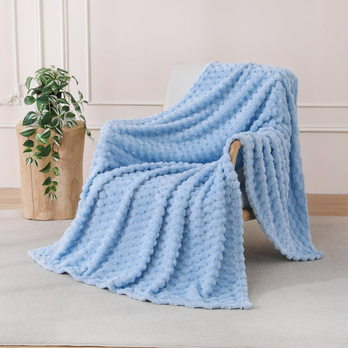 Fleece Throw Blanket, Light Brown, 50"×60" for Couch Sofa Bed