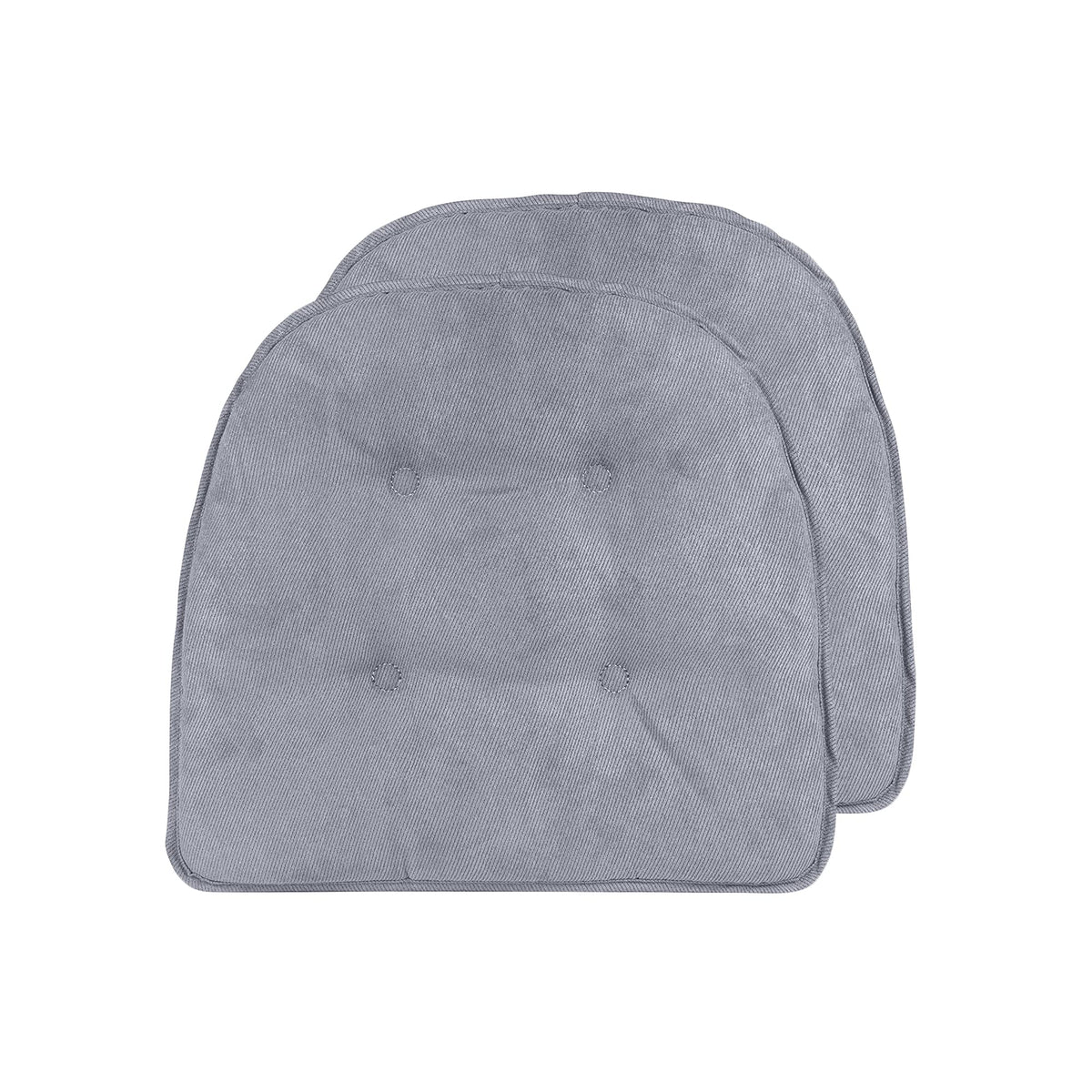 Klear Vu Omega Non-Slip Chair Cushions, Assembled in USA, U-Shaped Skid-Proof Seat Pads for Dining Room, Kitchen, Office, 15"x16" 4 Pack Slub Natural 4 Count