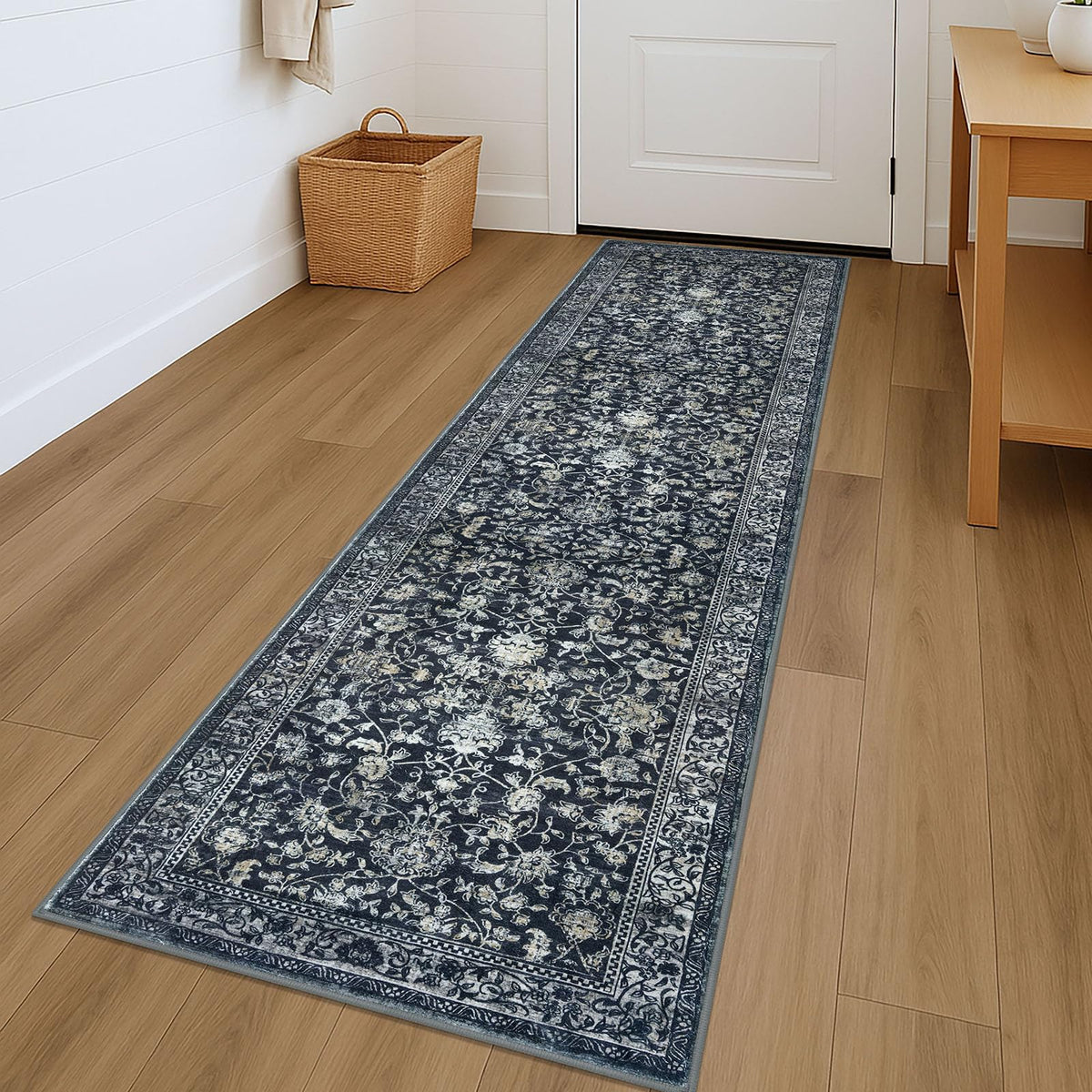 KILOCOCO 2x3 Washable Rug Small Entryway Rugs Indoor Door Mat, Blue/Navy
