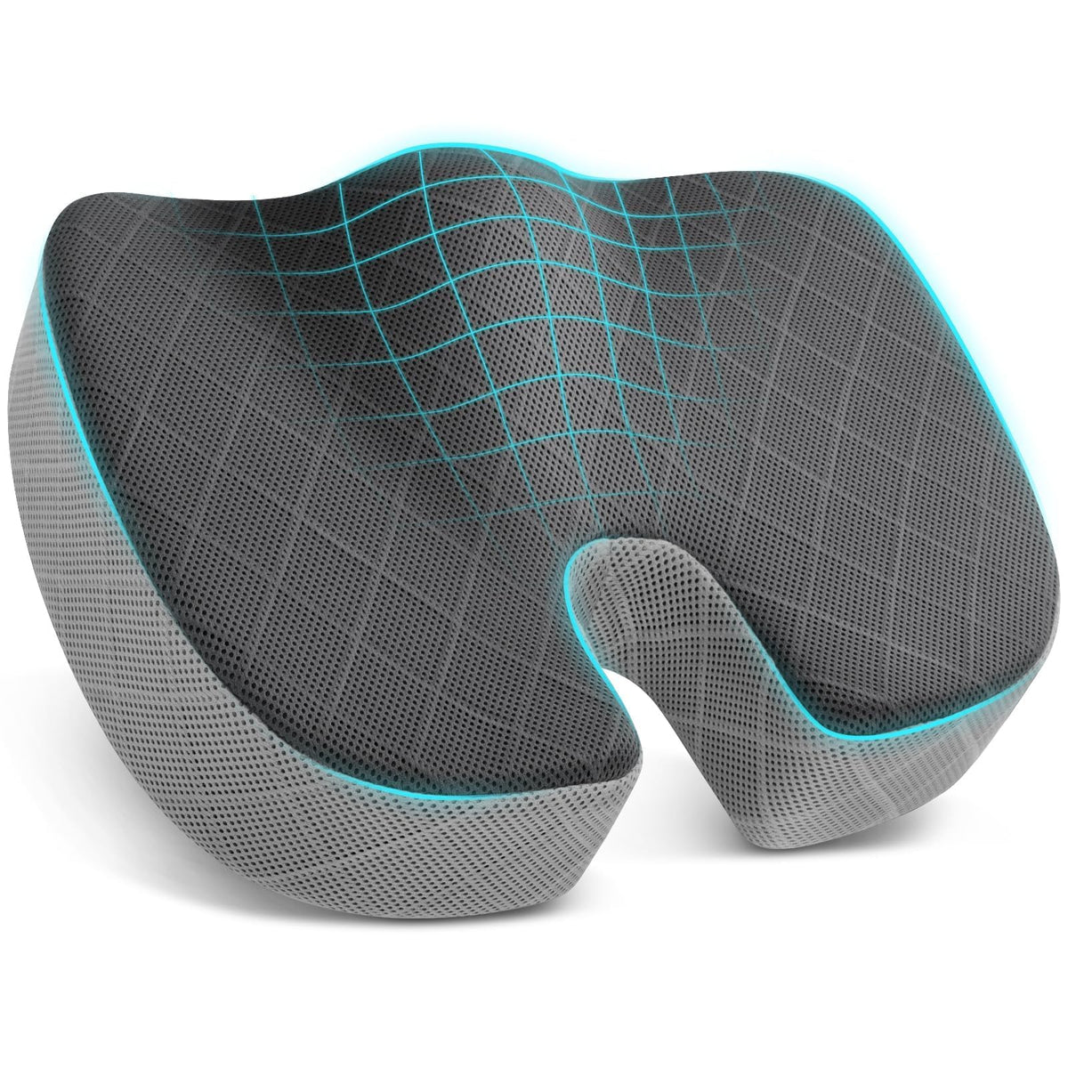 TushGuard Seat Cushion, Memory Foam Office Chair Cushion - Black, Large