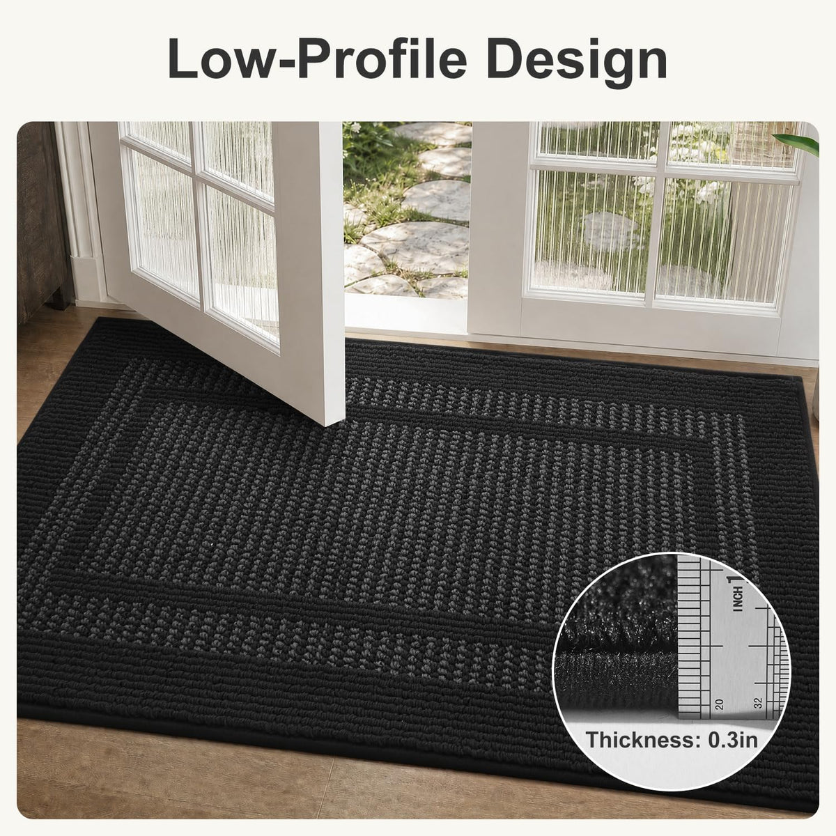 Door Mat-Polypropylene Doormat Indoor Entrance Welcome Mat,Black, 20"x32"