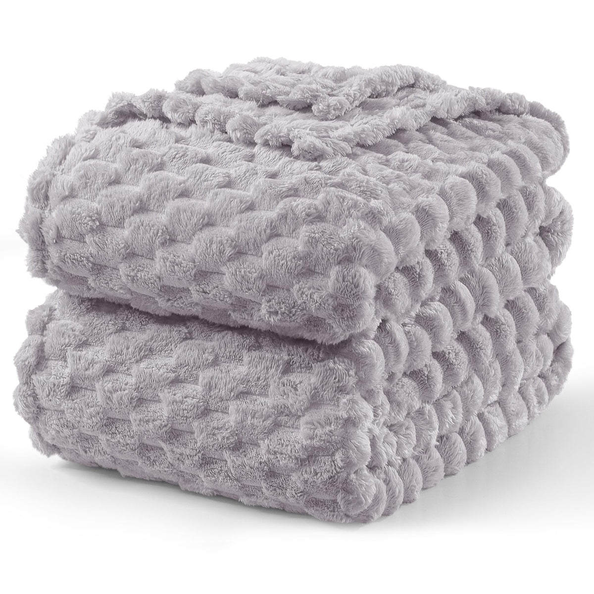 Exclusivo Mezcla Large 3D Fleece Throw Blanket for Couch, Ivory