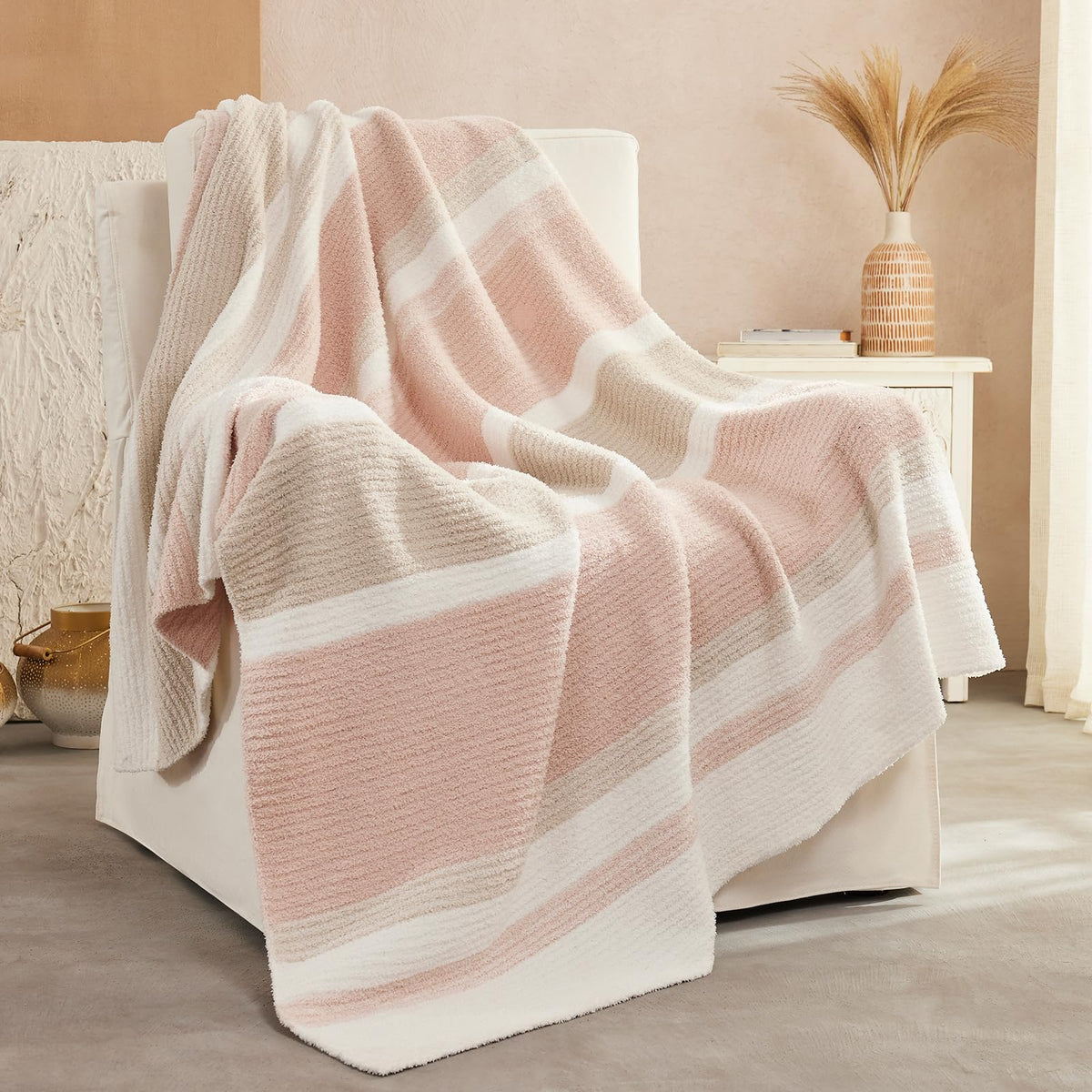 Checkered Throw Blanket for Couch, Soft Cozy Warm Knitted Blankets
