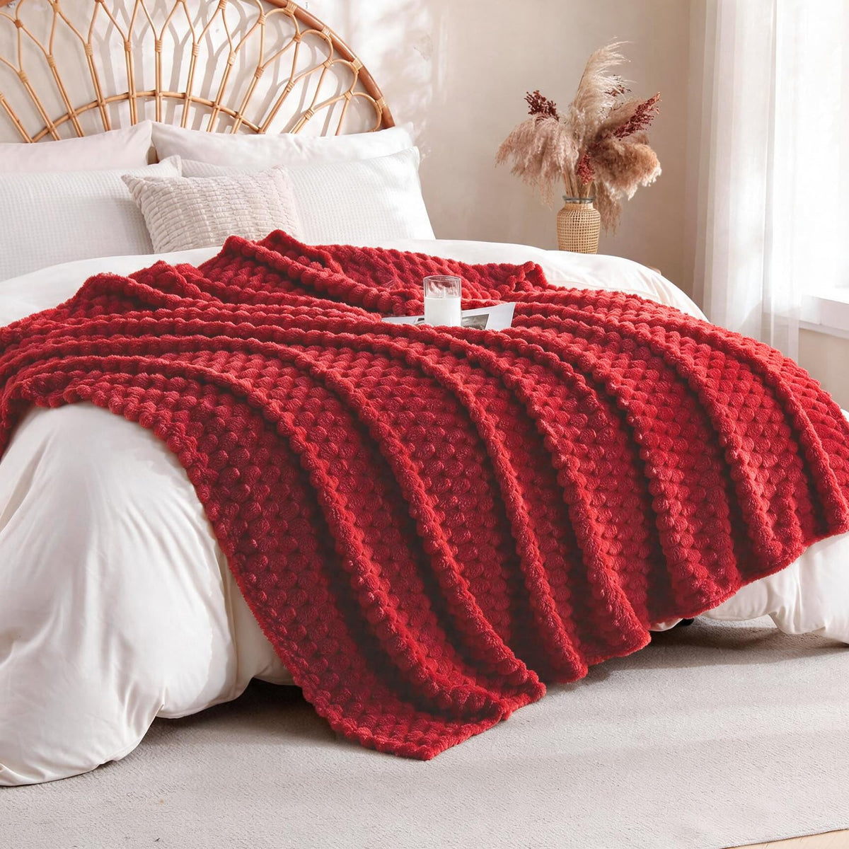 Fleece Throw Blanket, Light Brown, 50"×60" for Couch Sofa Bed