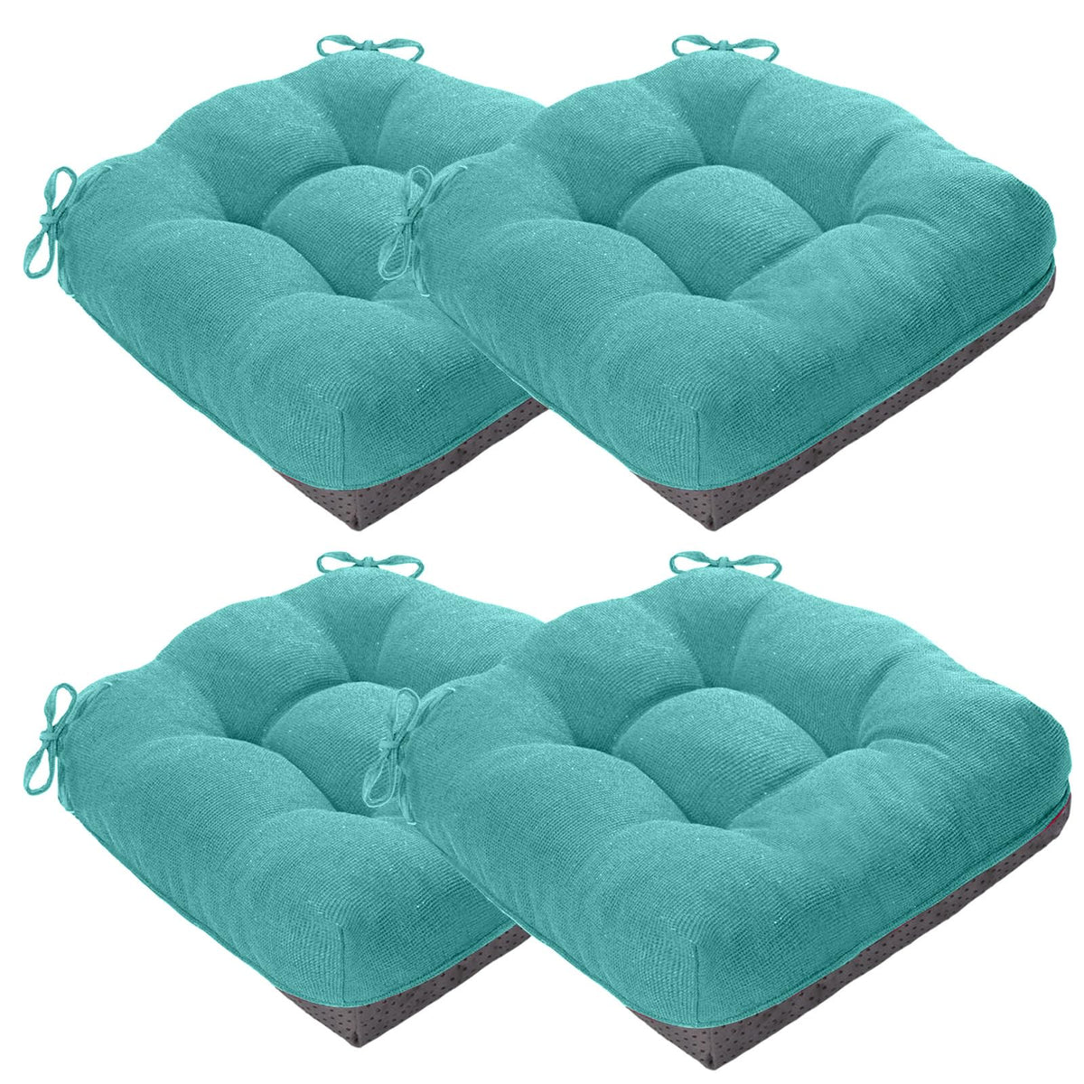 MAGIC ELEPHANT Chair Cushions for Dining Chair, Shredded Memory Foam Kitchen Chair Cushions Set of 4, Non-Slip Thick Dinning Room Chair Pads Seat Cushions, 15.5" x 15.5" x 4" (Grey)