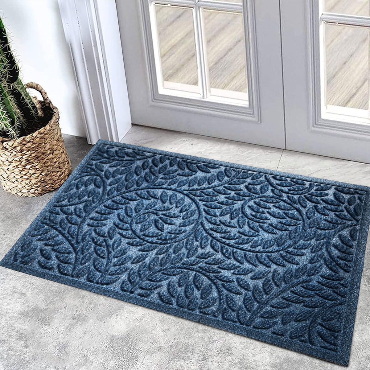 Bulijojo Front Door Mat Entrance,Durable Heavy Duty Welcome Mat,Thick Absorbent Natural Rubber Non Slip Mat,Sturdy Entryway Green, 17"x30"
