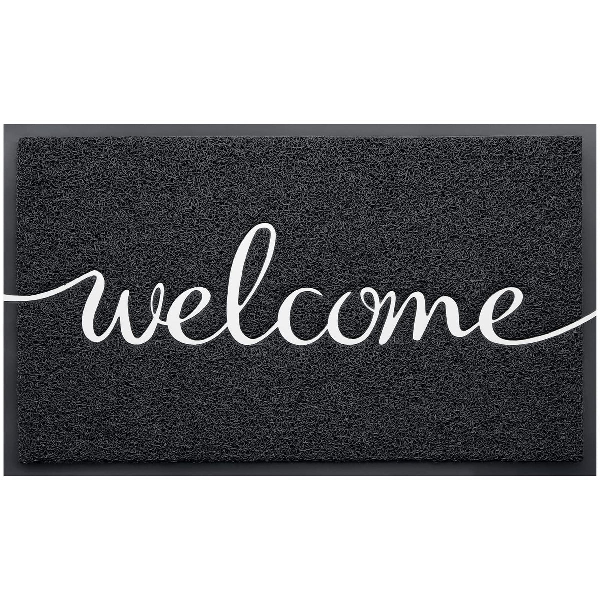 CozyBounty Black Door Mat Welcome Mats Outdoor Indoor Non-Slip Doormat for Entryway Low-Profile Floor Mat for Yard, Garage, High Traffic Areas (30"x17.5", Black)