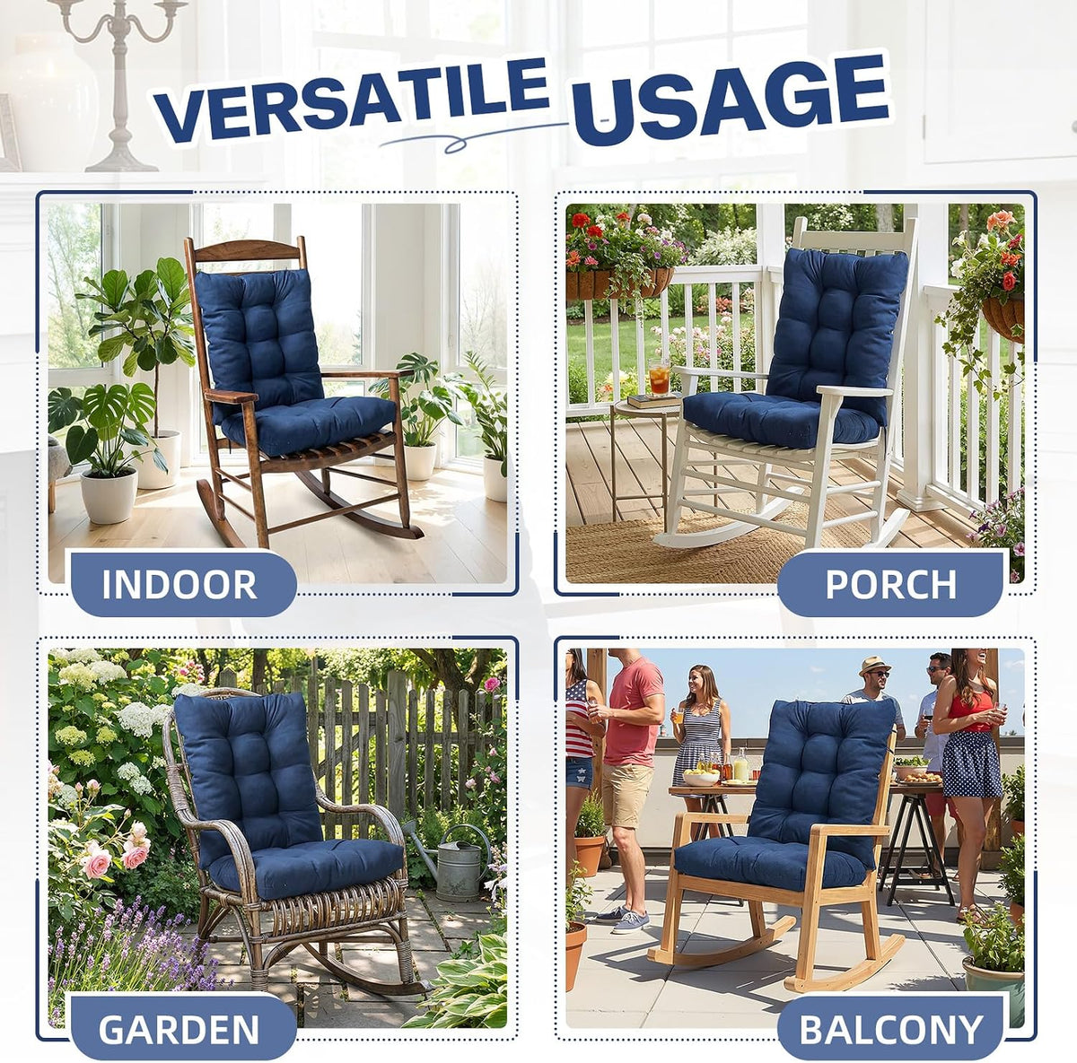 1 Pack Patio Chair Cushion Rocking Chair Cushion for Home Garden