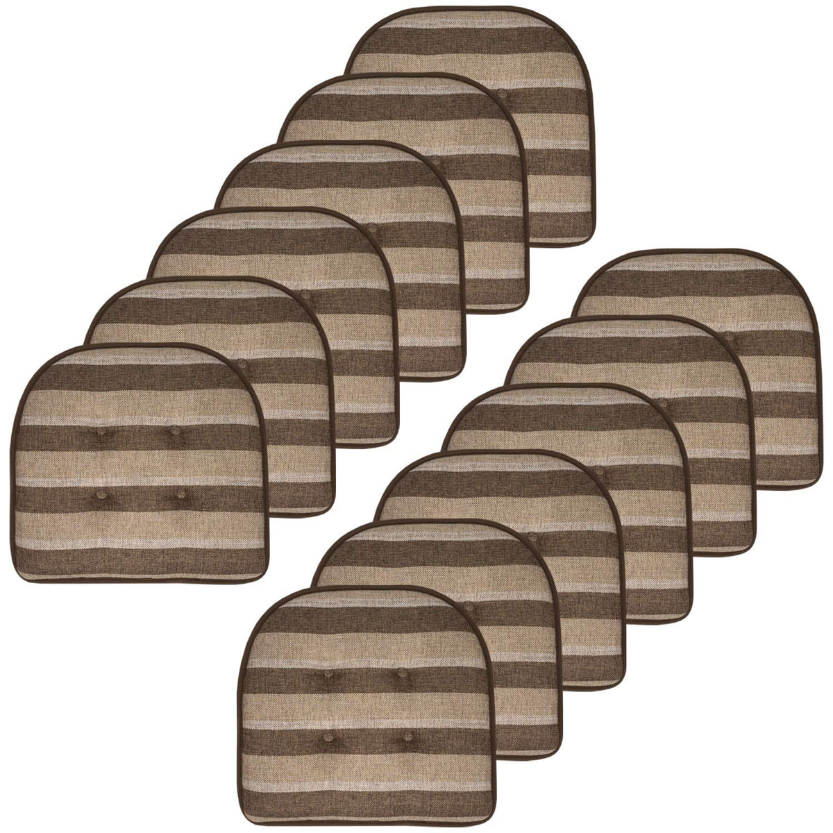 Sweet Home Collection Chair Cushion Memory Foam Pads Tufted Slip Non Skid Rubber Back U-Shaped 17" x 16" Seat Cover, 4 Count (Pack of 1), Army Green