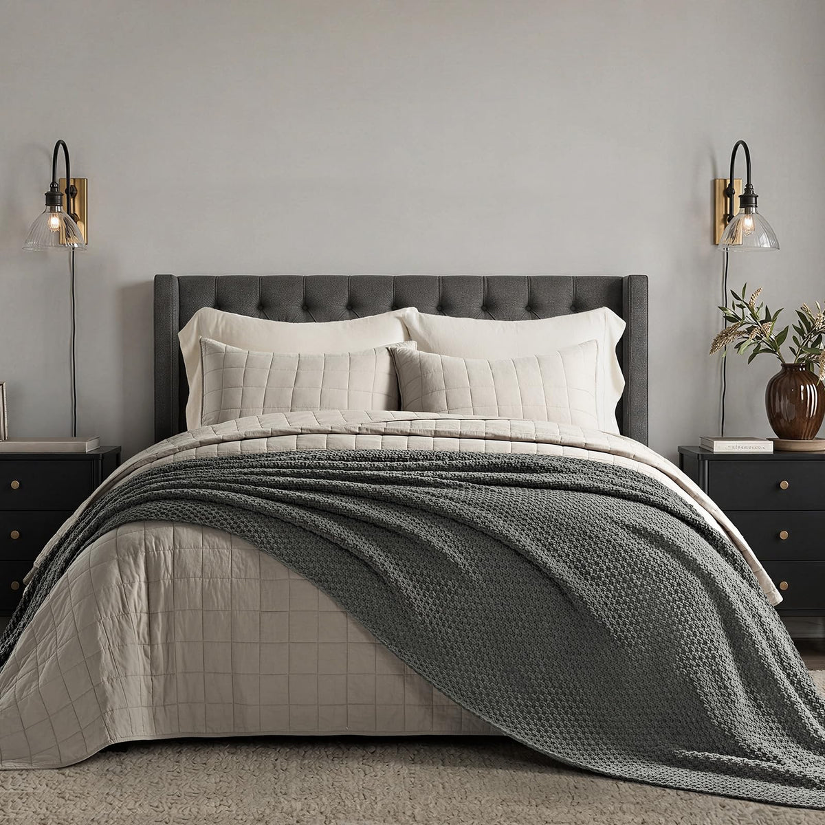 EVERGRACEHOME Chunky Chenille Knit Throw Blanket, 50 x 60, Beige