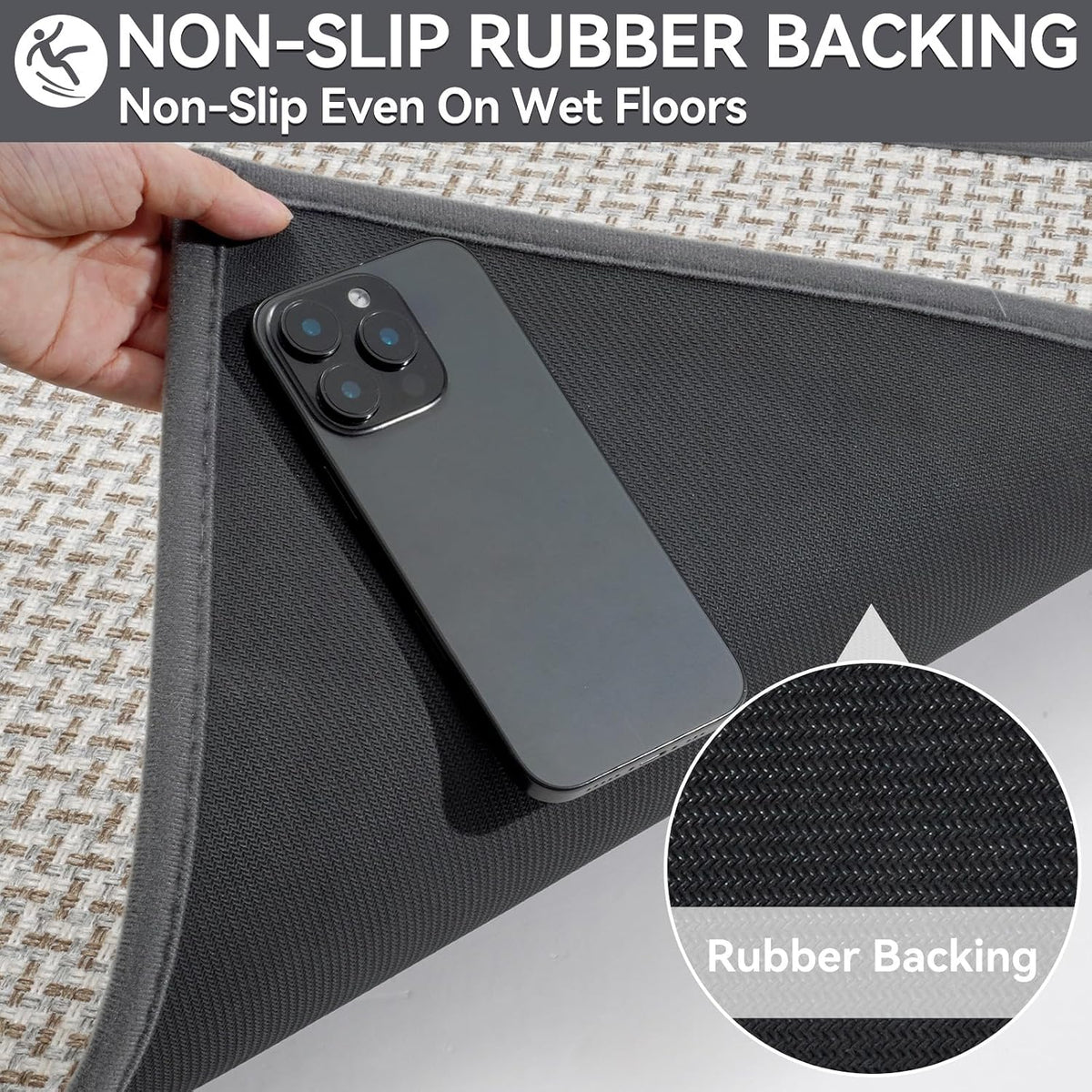 YDKGL Front Door Mat Indoor Entrance Non Slip Entry Doormat Gray 17"x30"