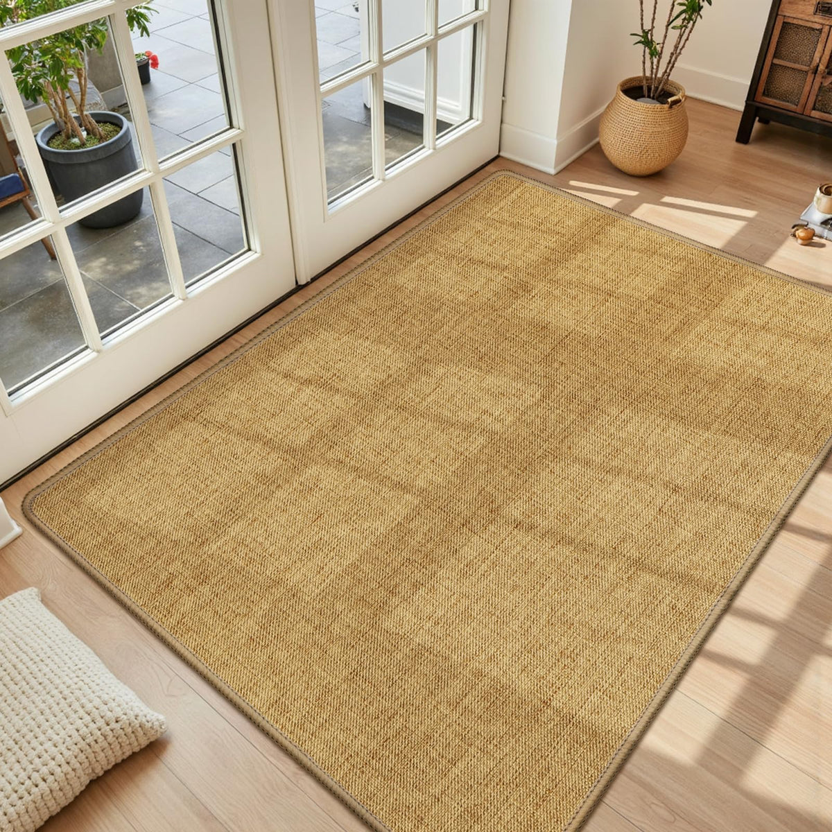 LEKEEPGO Ultra Thin Indoor Door Mat 17"x29", Non Slip Door Mat, Khaki
