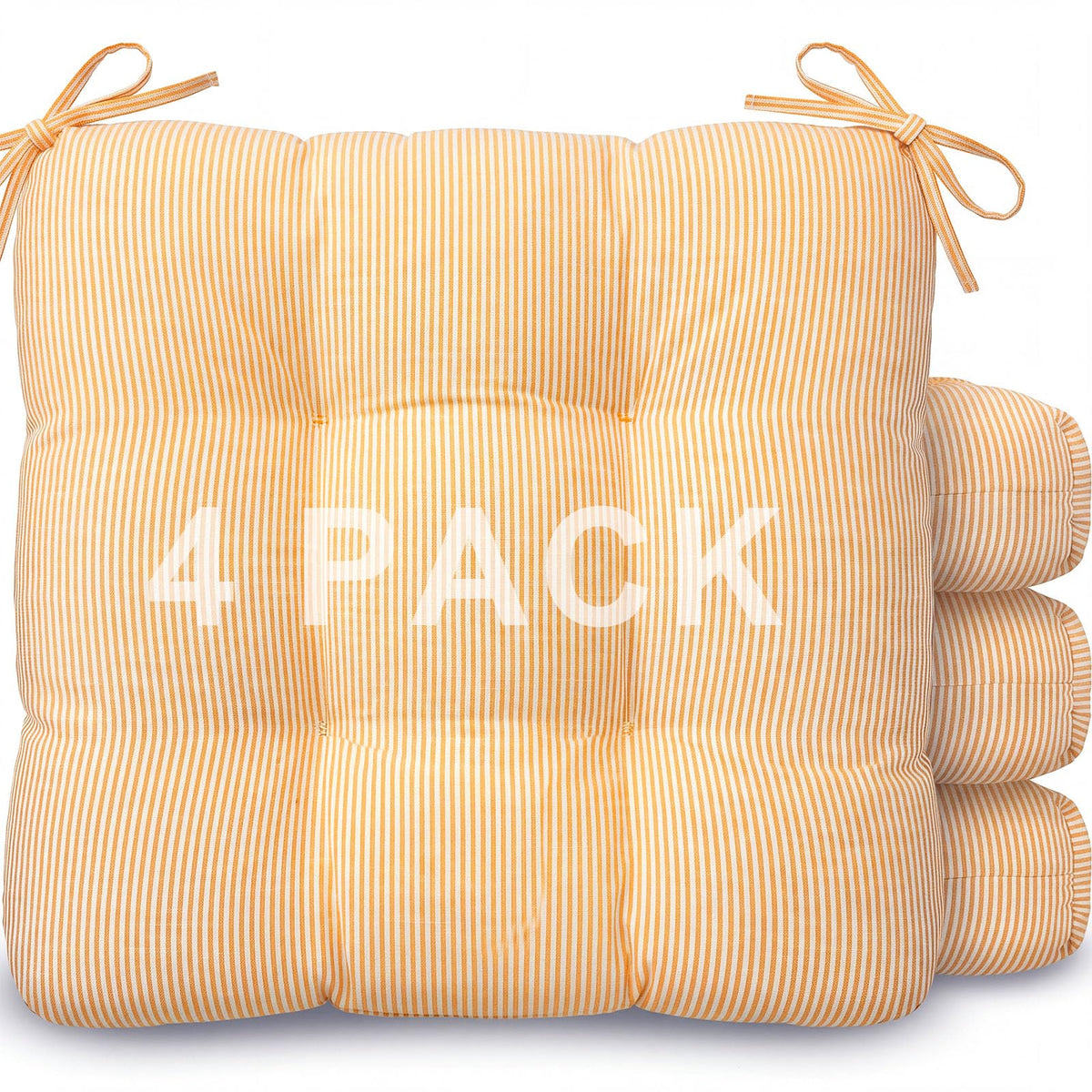 Geetery Khaki and White Stripe Chair Cushions Set of 4 with Ties