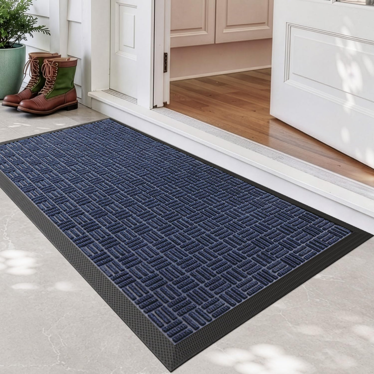 DEXI Front Door Mat Outside Entrance 48x72 Rubber Entry Doormat Brown
