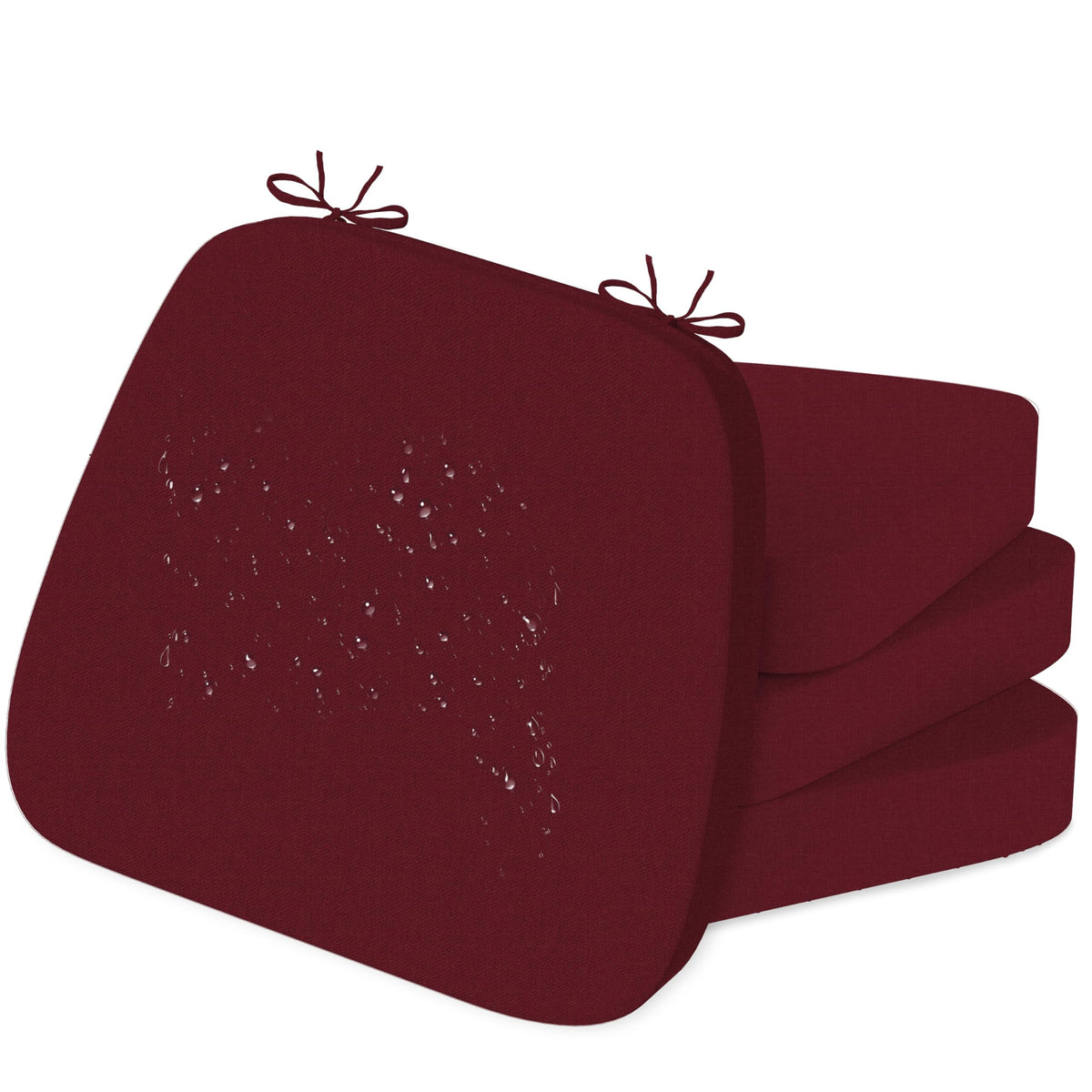 17'' x 16'' x 2.5"Thick Chair Cushions for Dining Chairs, 4 Pack WaterProof Easy Clean Kitchen Chair Pads with Ties and Non-Slip Backing - 30D High Elastic Foam Soft Kitchen Chair Cushions