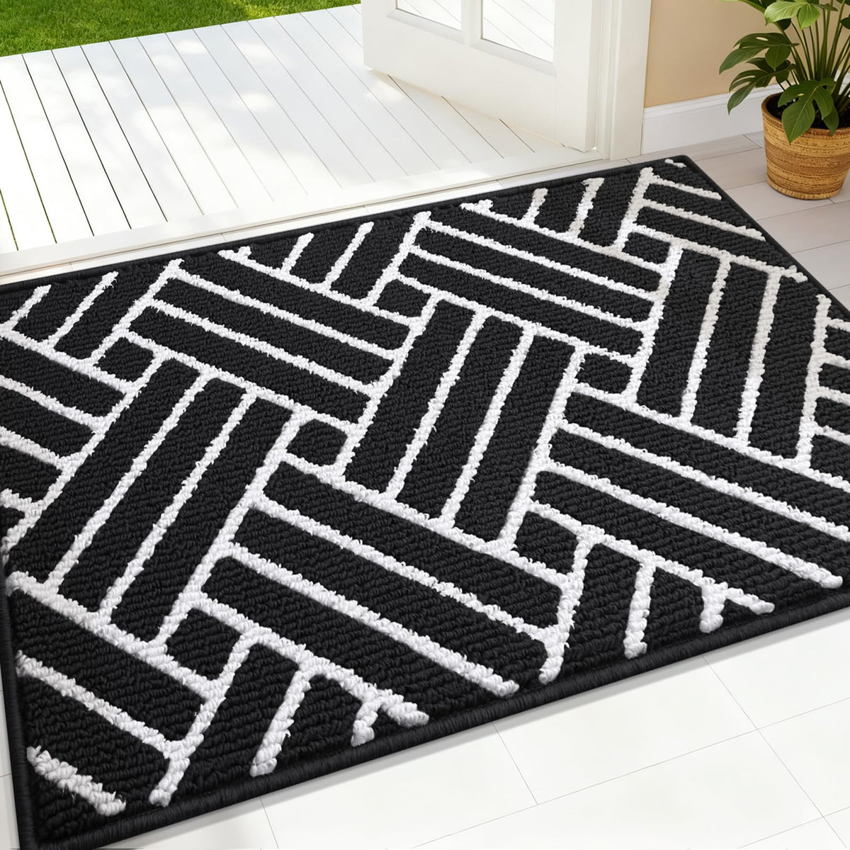 OLANLY Indoor Door Mat 32x20, Low-Profile Dirt Resistant Doormat, Grey