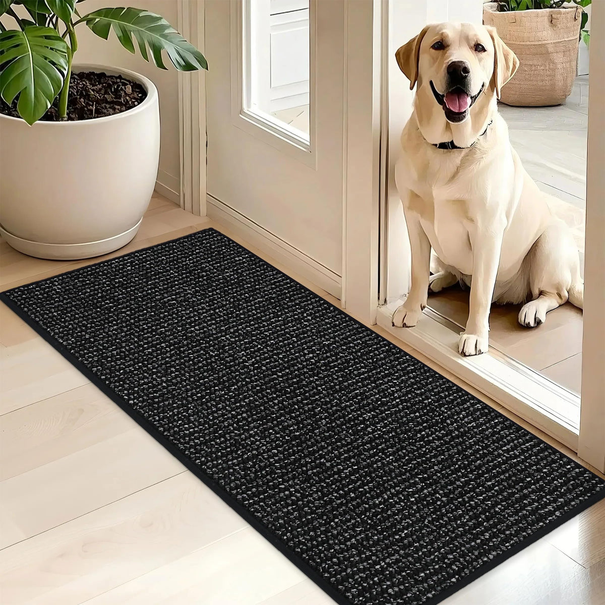 BEQHAUSE Dirt Trapper Door Mat 20" x 32", Non-Slip Washable Doormats, Brown
