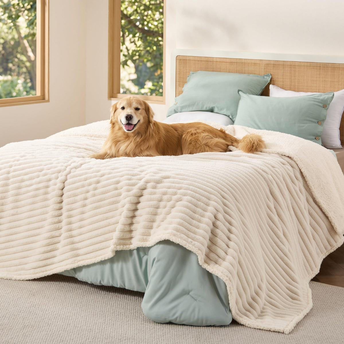 Bedsure ComfyFleece® Waterproof Dog Blankets for Large Dogs,50x60